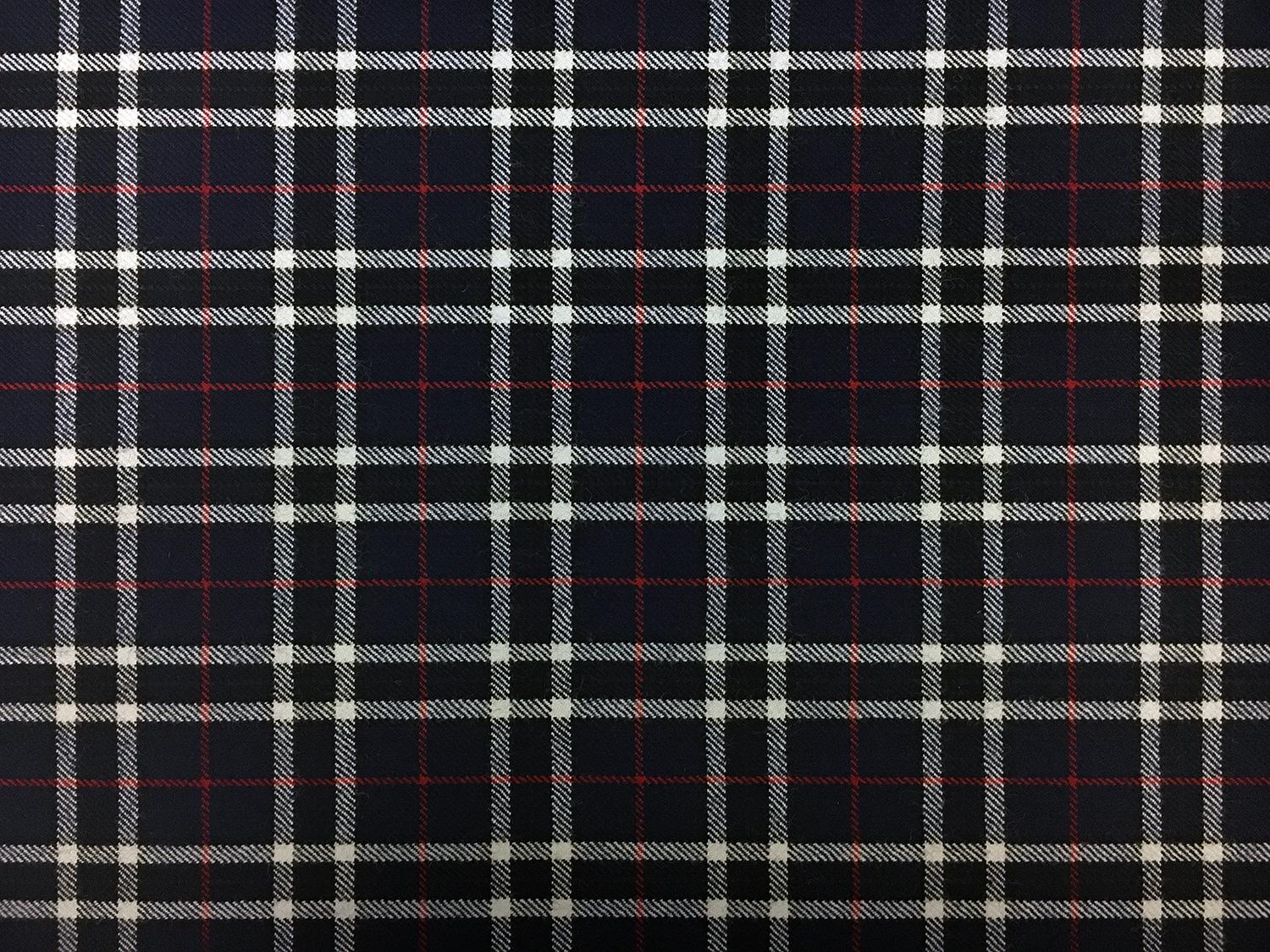 Italian Virgin Wool Tartan Plaid Suiting in Navy0