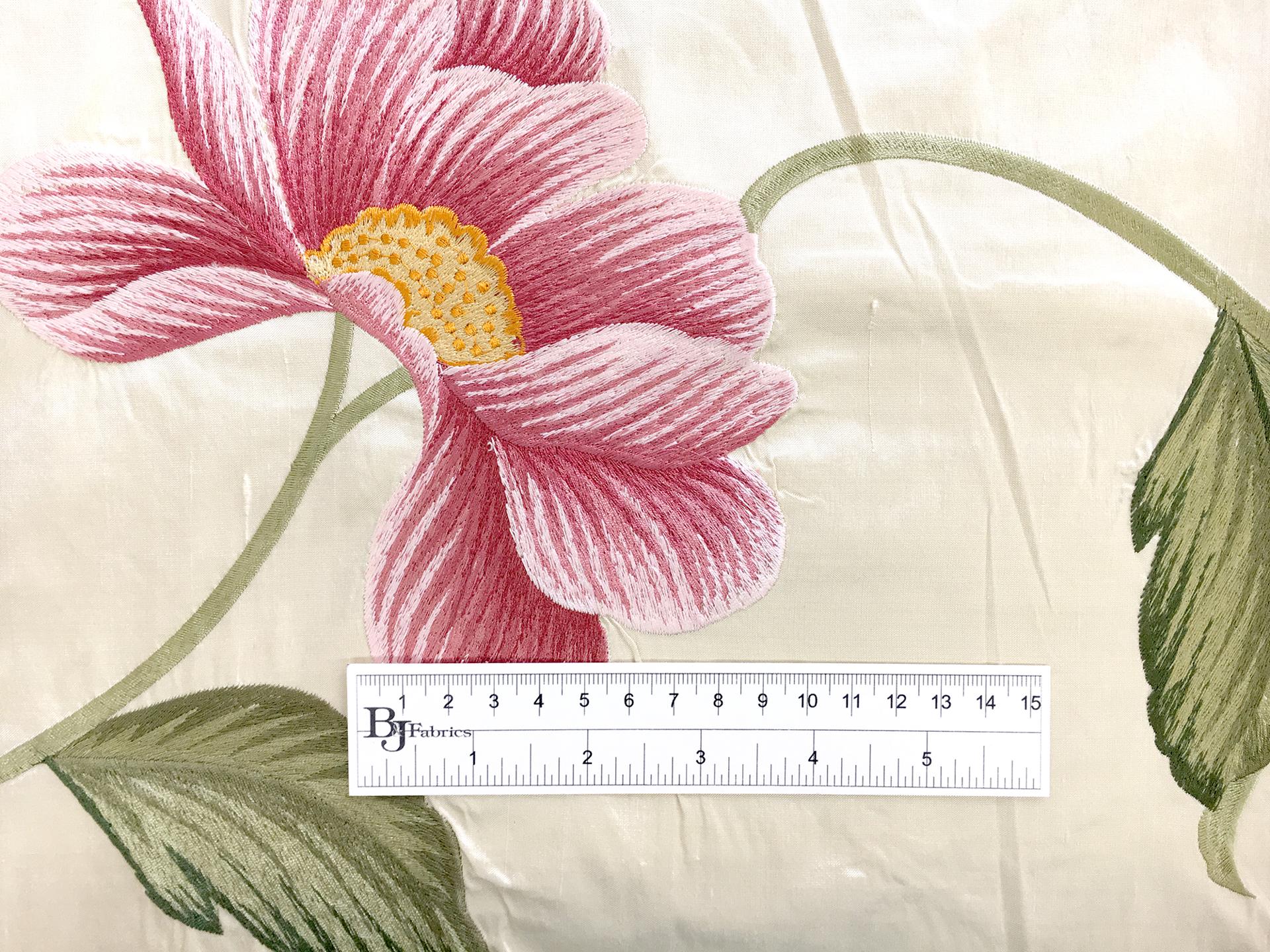 Embroidered Silk Shantung with Large Camellias1