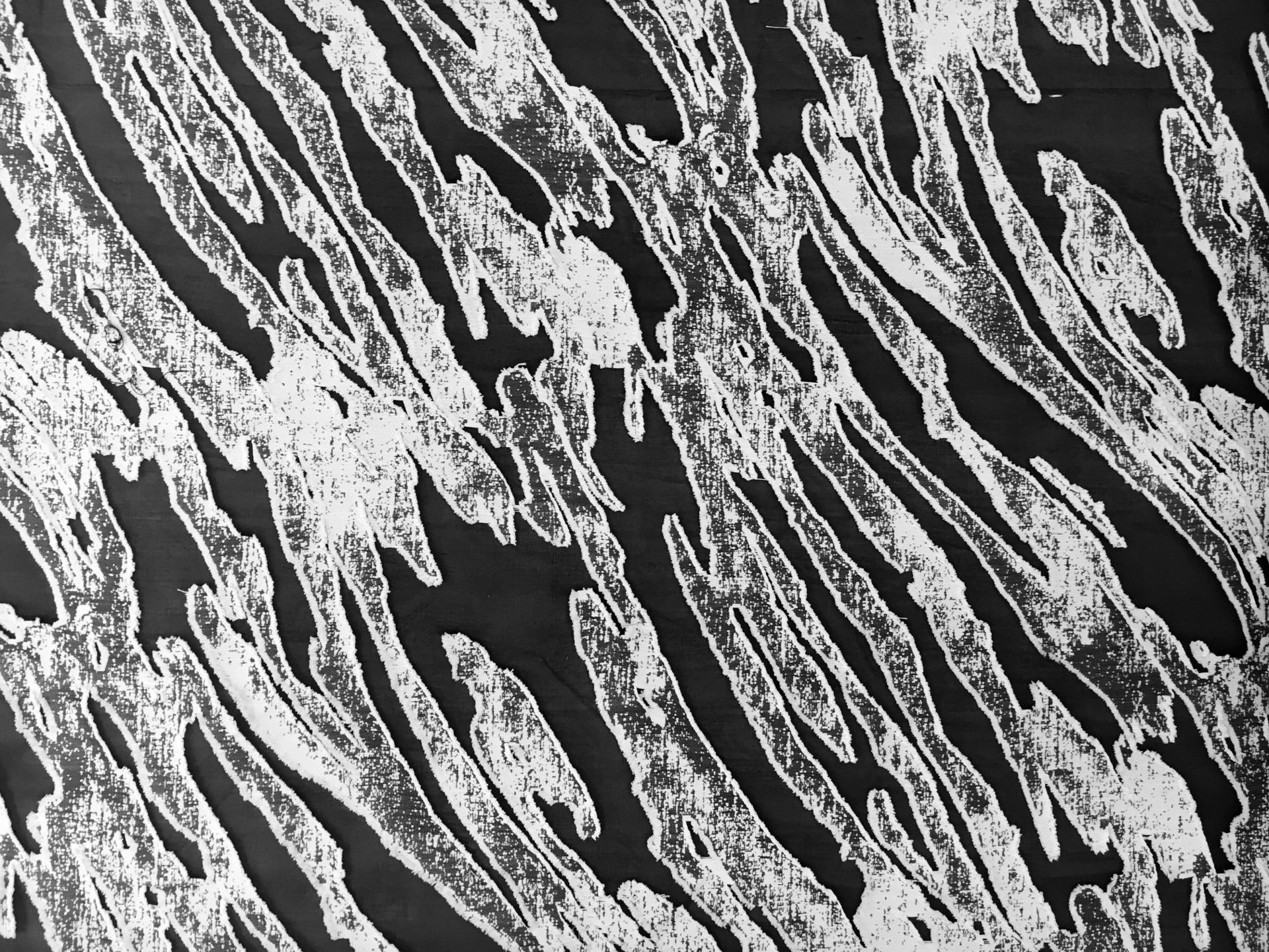 Silk and Viscose Blend Fil Coupé Organza with Large Diagonal Stripes0