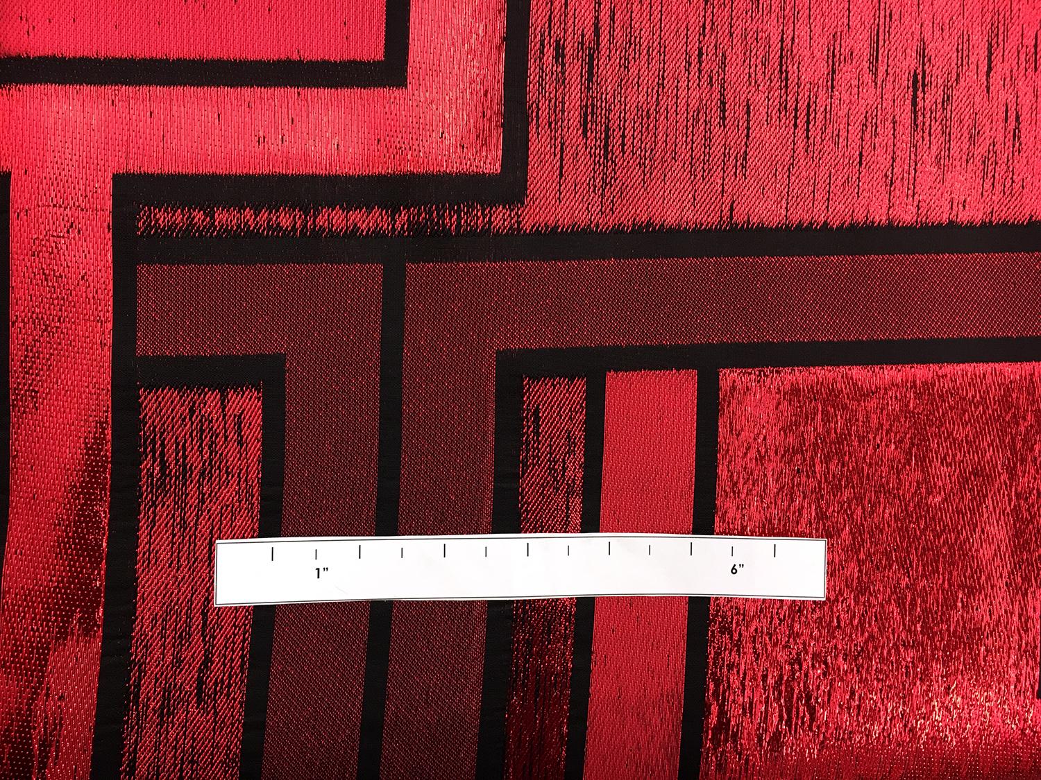 Metallic Geometric Jacquard Brocade in Red1