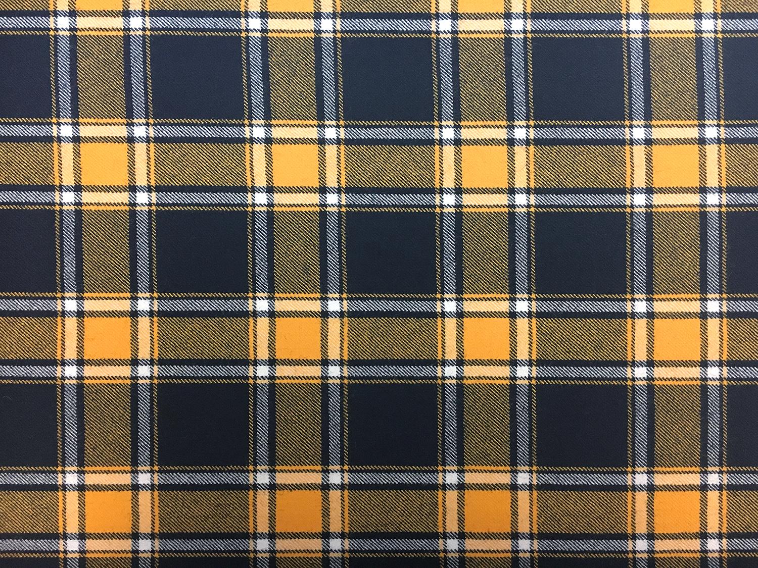 Italian Virgin Wool Tartan Plaid in Yellow Navy