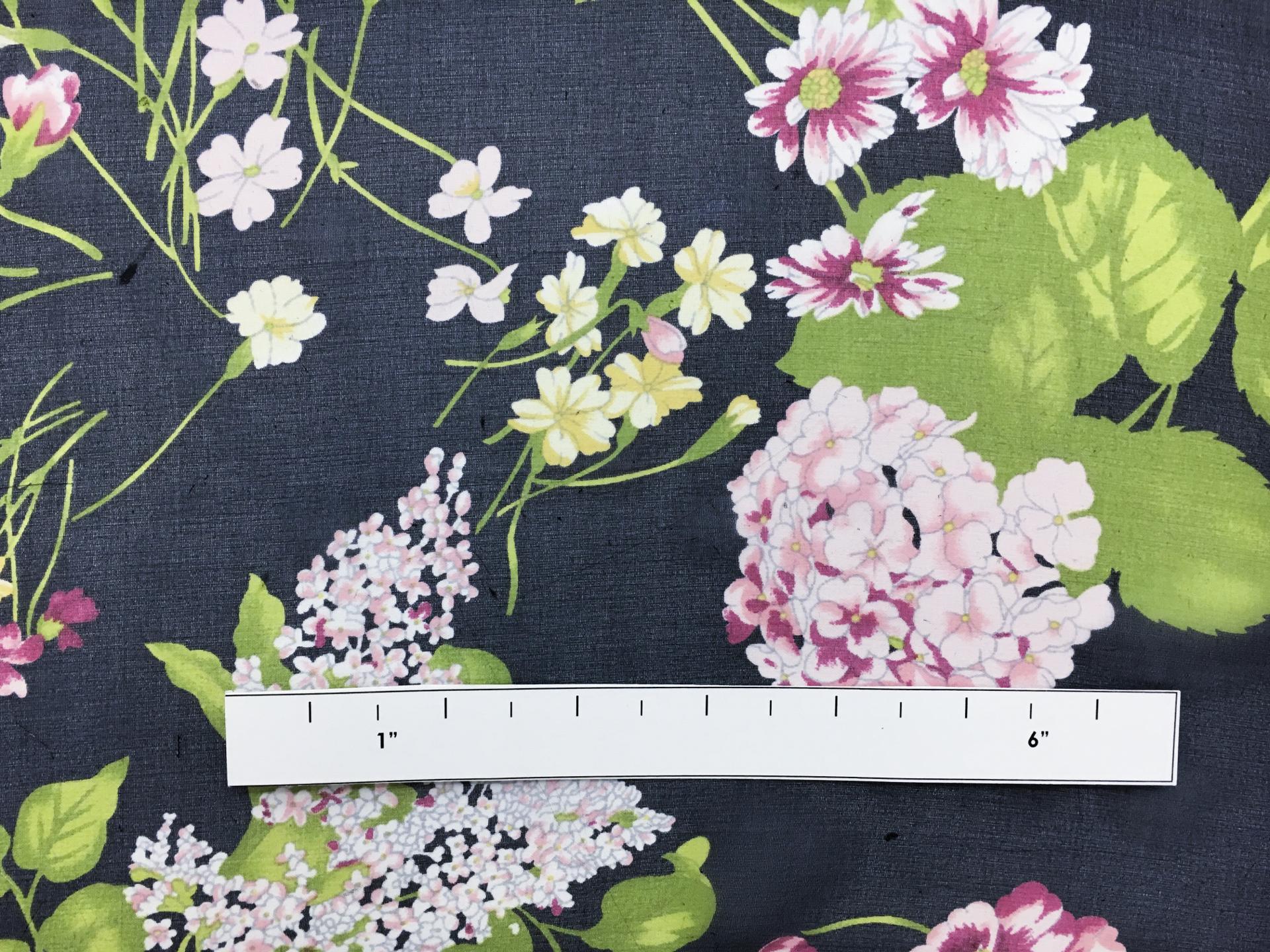 Printed Silk Chiffon with Florals in Navy1