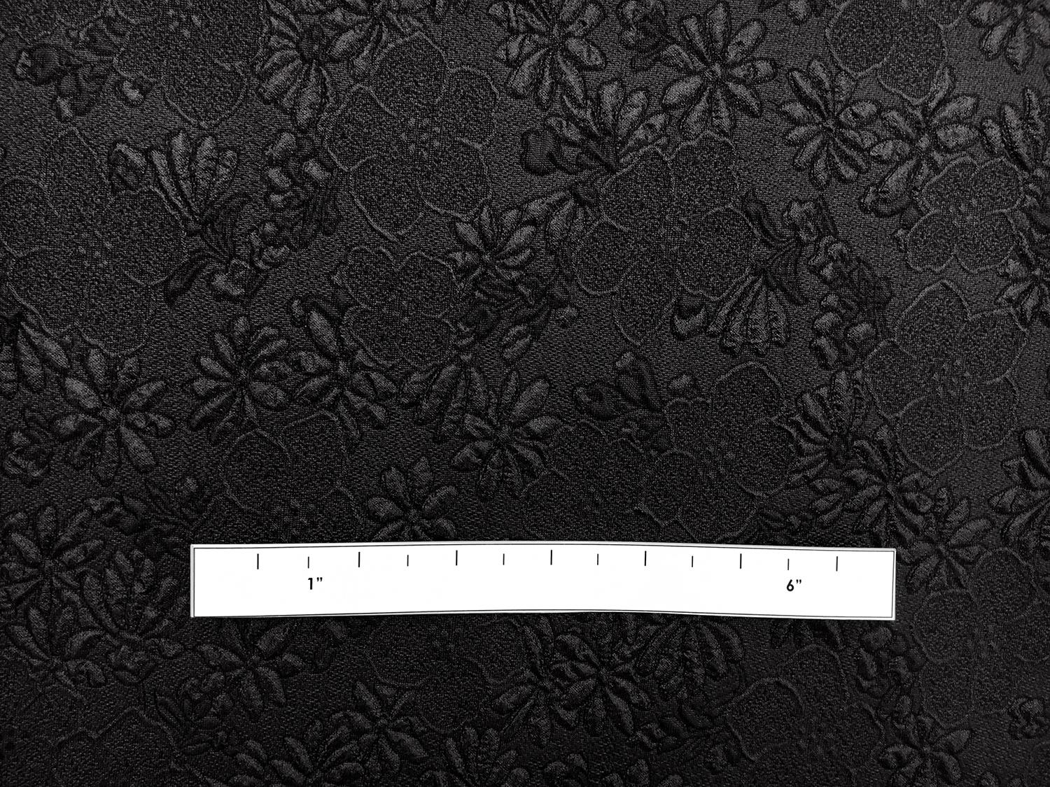 Metallic Organza Cloqué with Hibiscus and Daisies in Black1