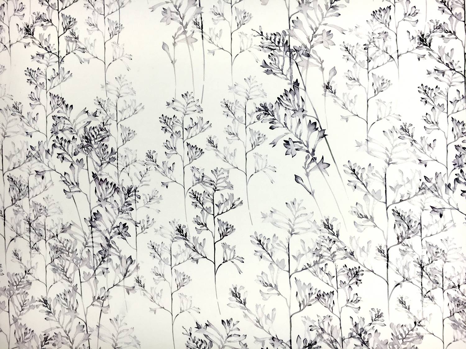 Printed 6Ply Silk Crepe with Delicate Watercolor Florals0