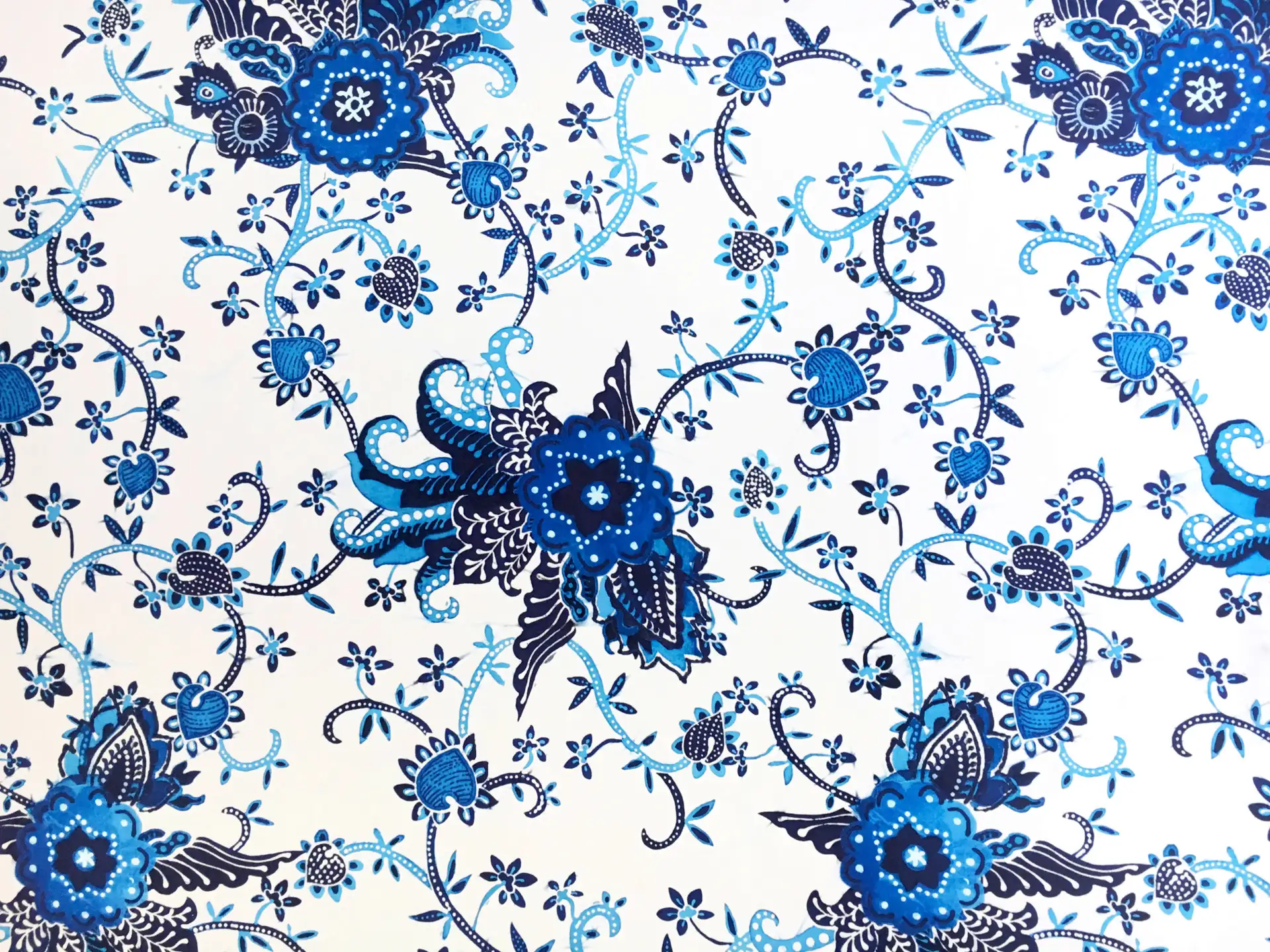 Silk Charmeuse with Batik Like Florals0