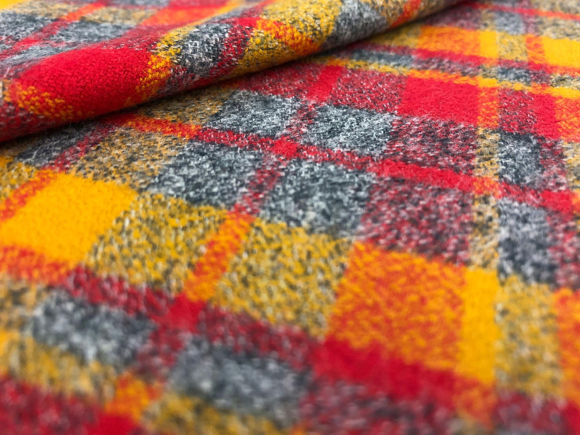 Cotton Mammoth Flannel Plaid in Crimson Pumpkin Grey2