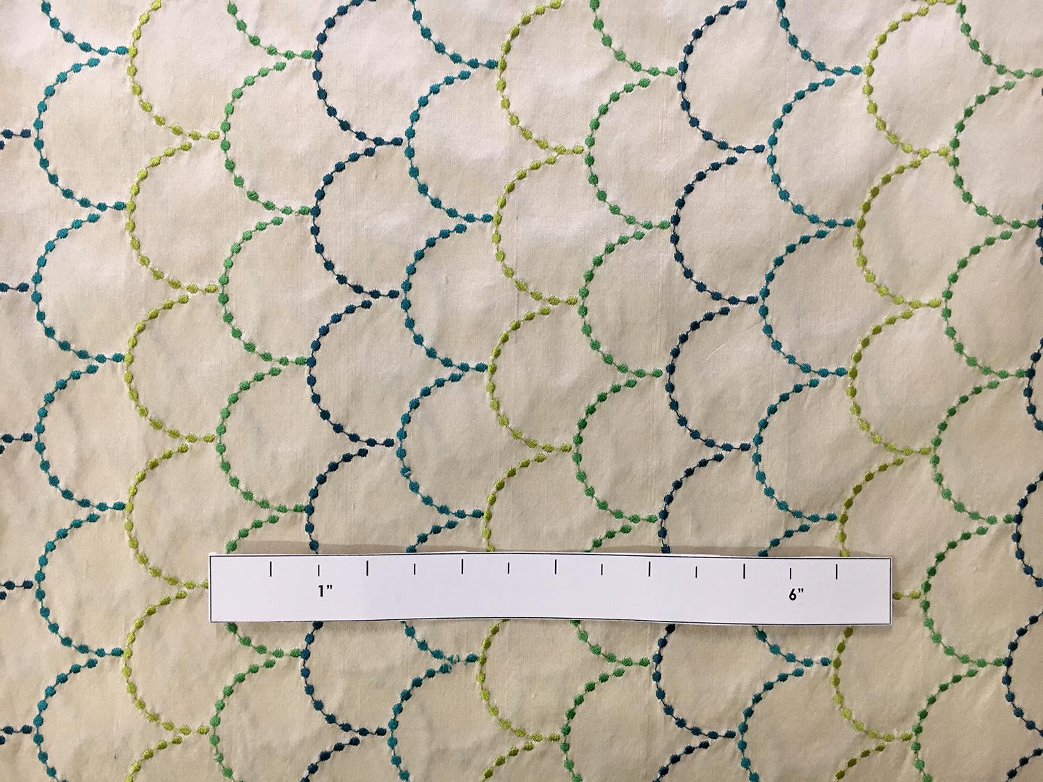 Silk Shantung with and Embroidered Scale Pattern1