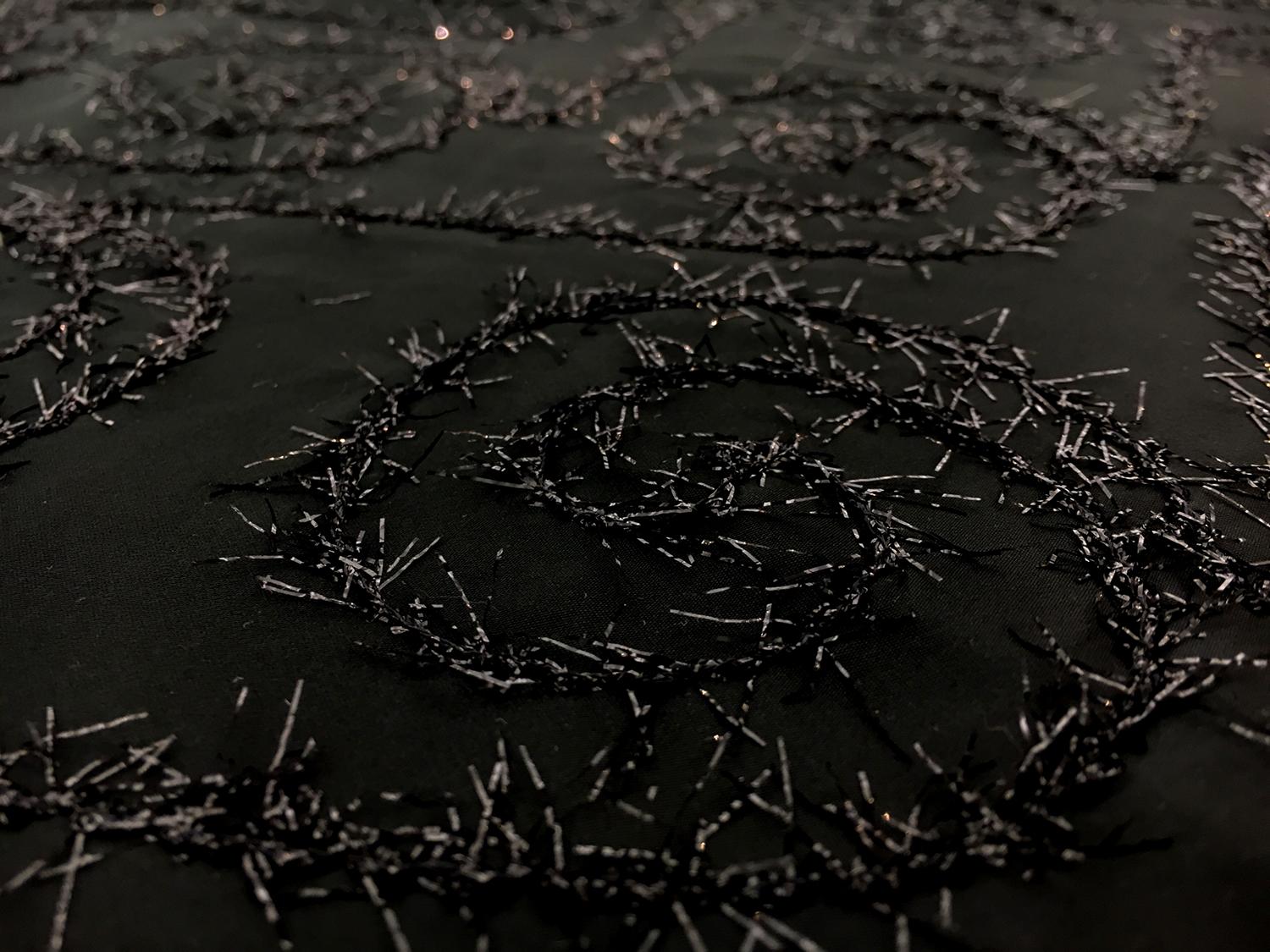 Polyester Taffeta with Lurex Embroidered Swirls0