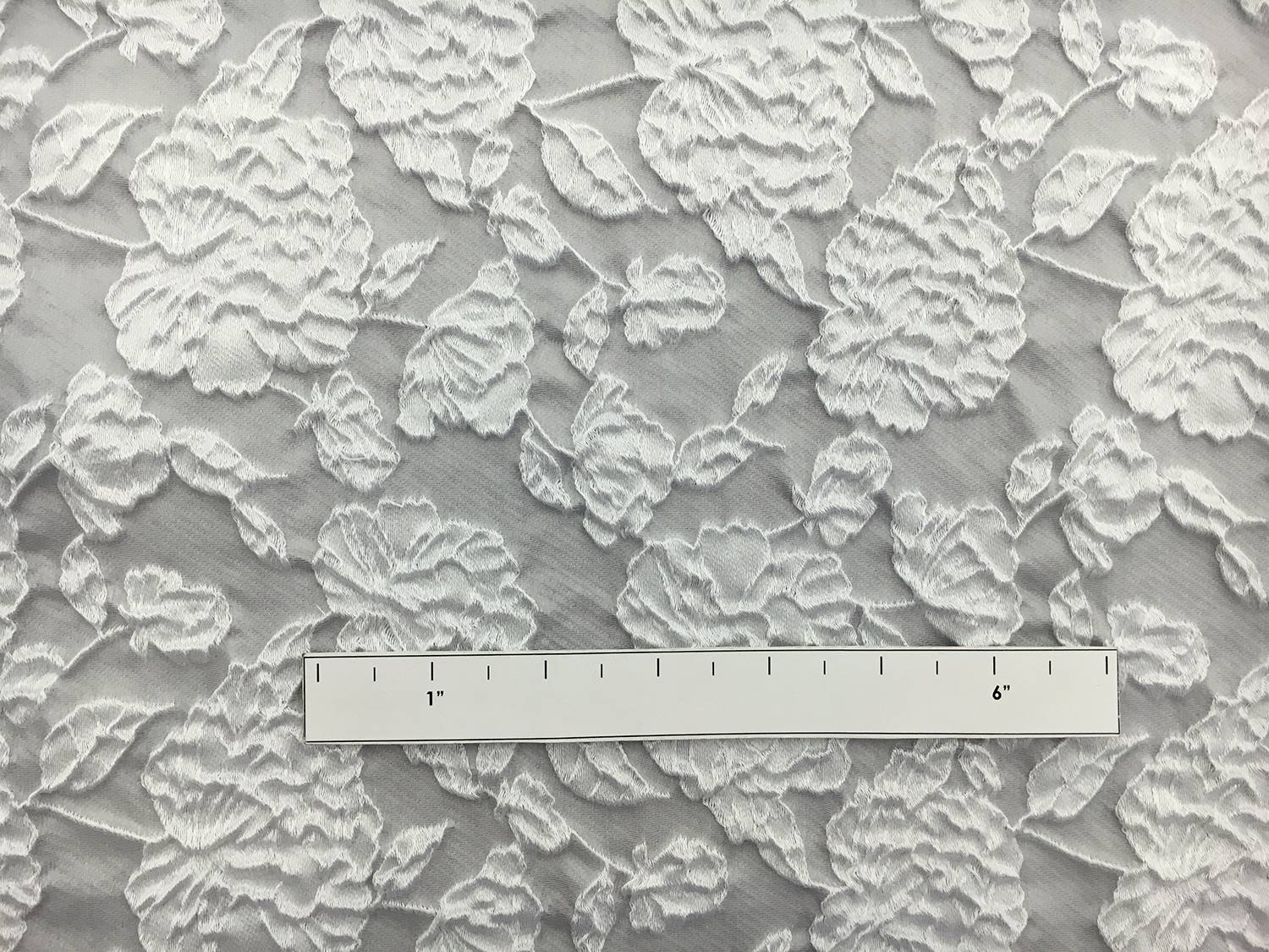 Cotton Blend Floral Cloqué in Light Grey1