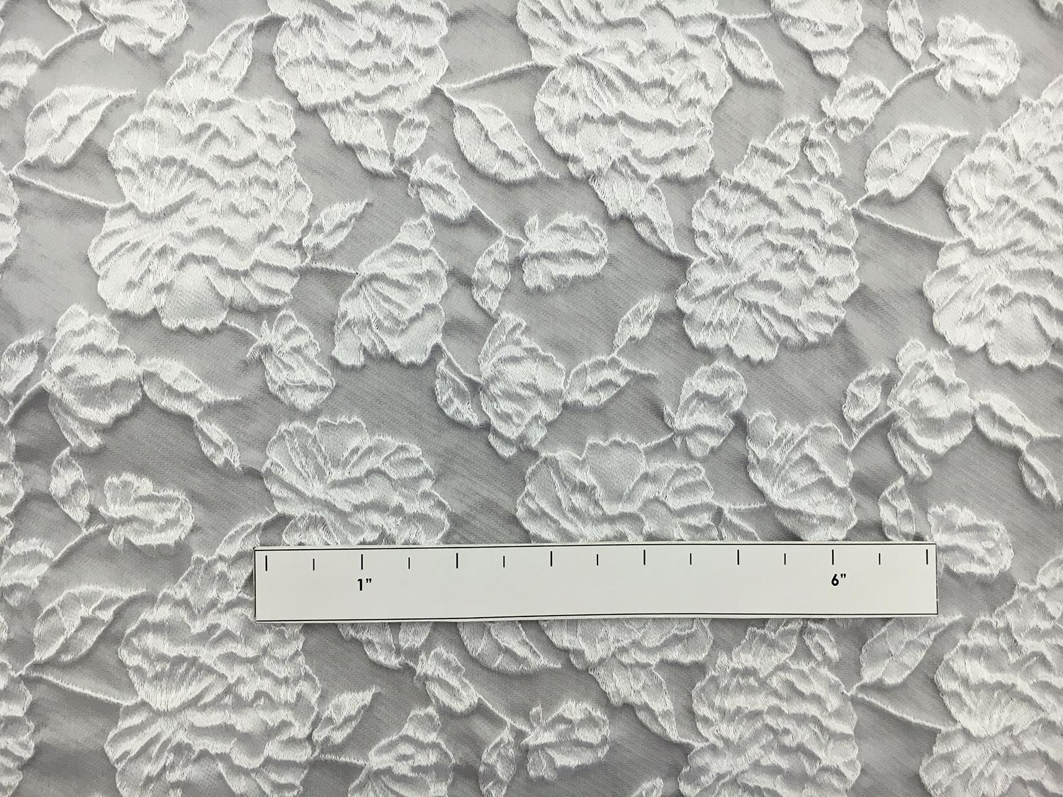 Cotton Blend Floral Cloqué in Light Grey1