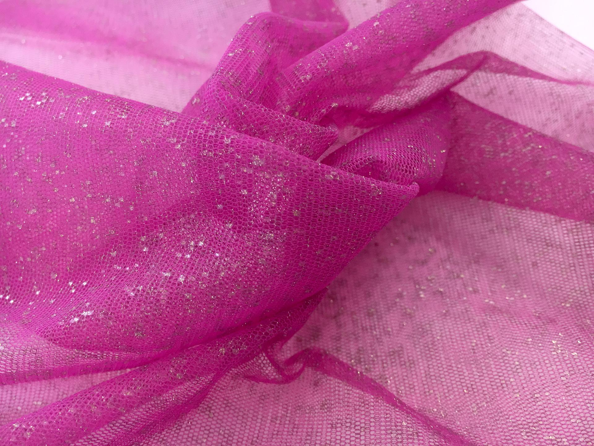 Metallic Nylon Tulle in Ciclamino and Gold