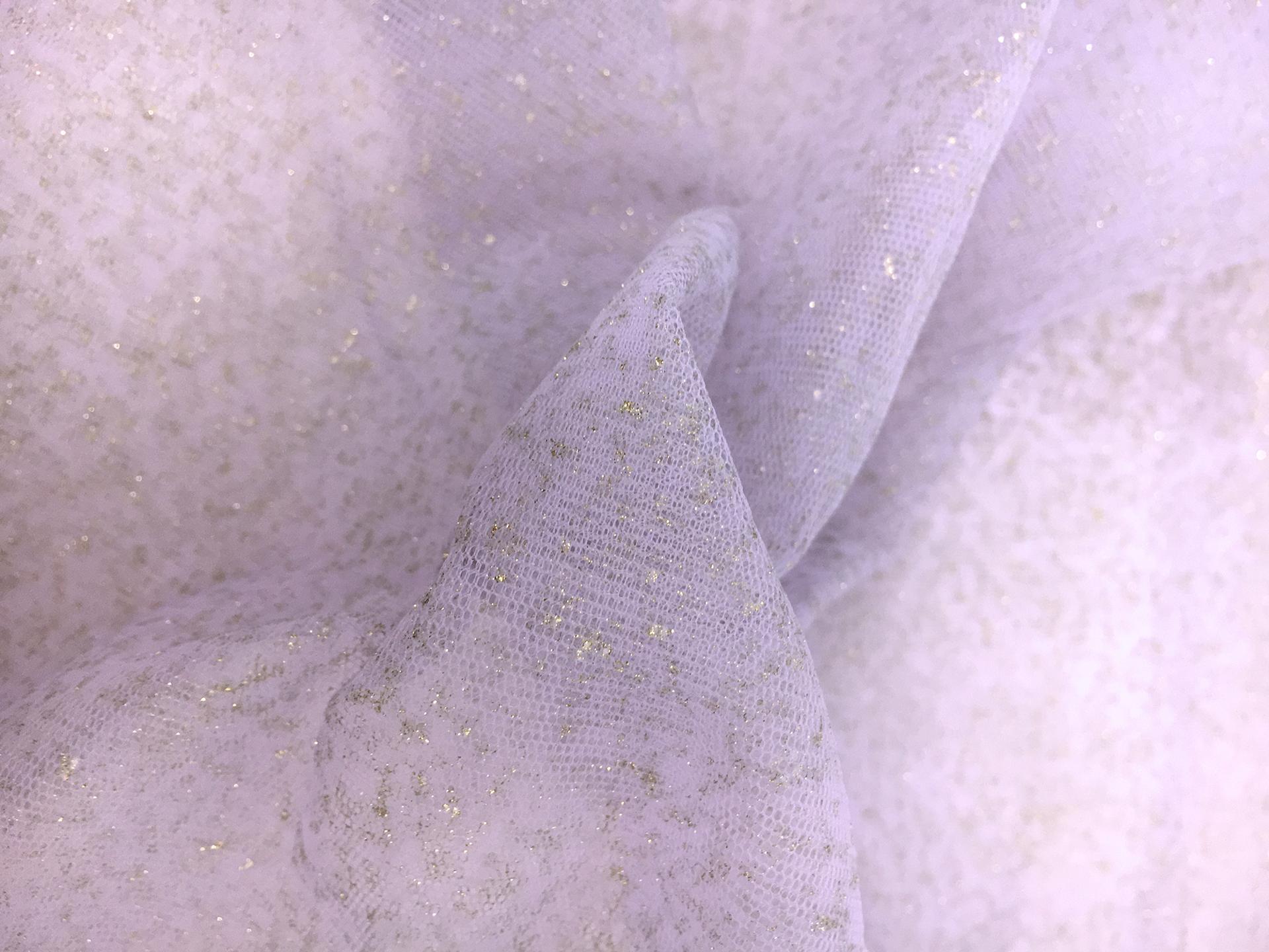 Metallic Nylon Tulle in Lilla and Gold