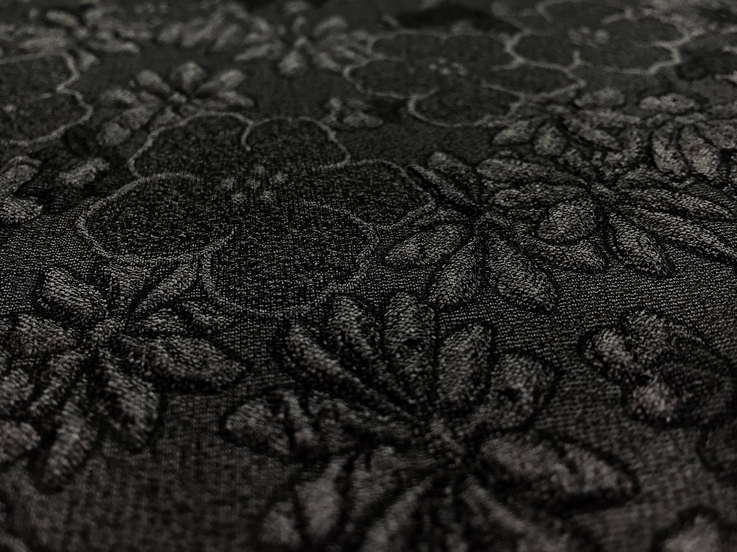 Metallic Organza Cloqué with Hibiscus and Daisies in Black2