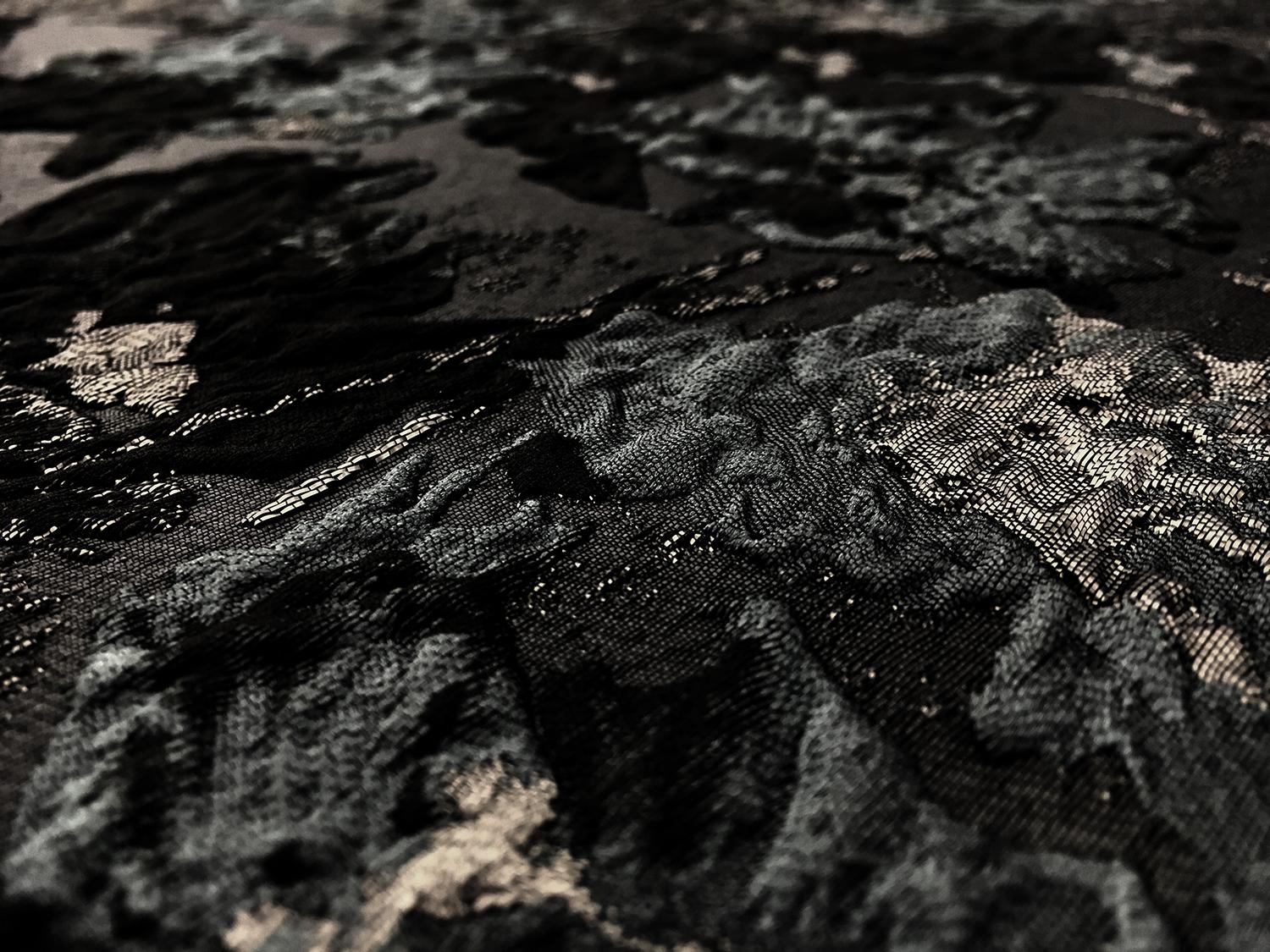 Polyester Twill with Metallic Abstract Floral Border3