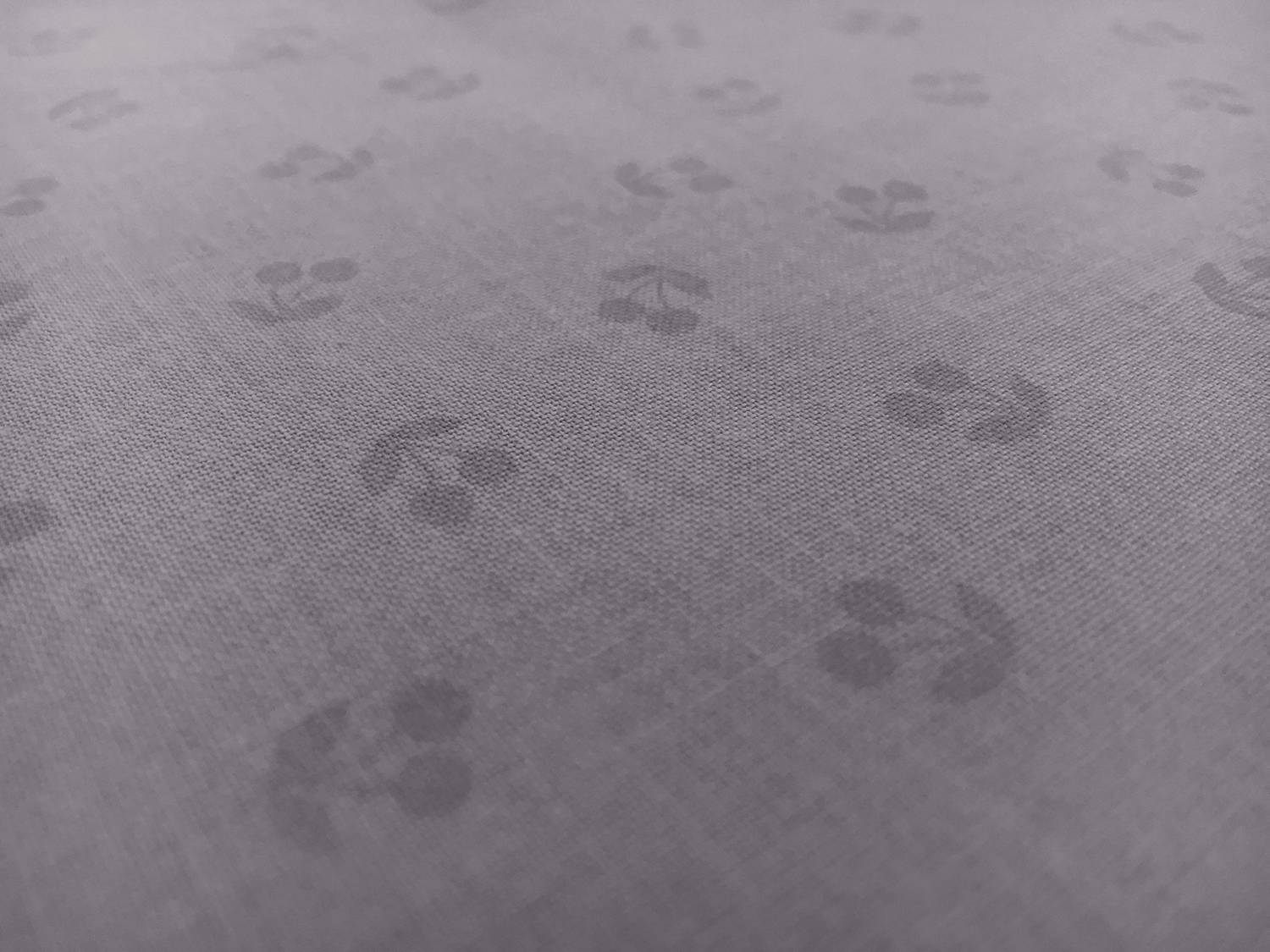 Cotton Broadcloth Cherries Print in Grey 2