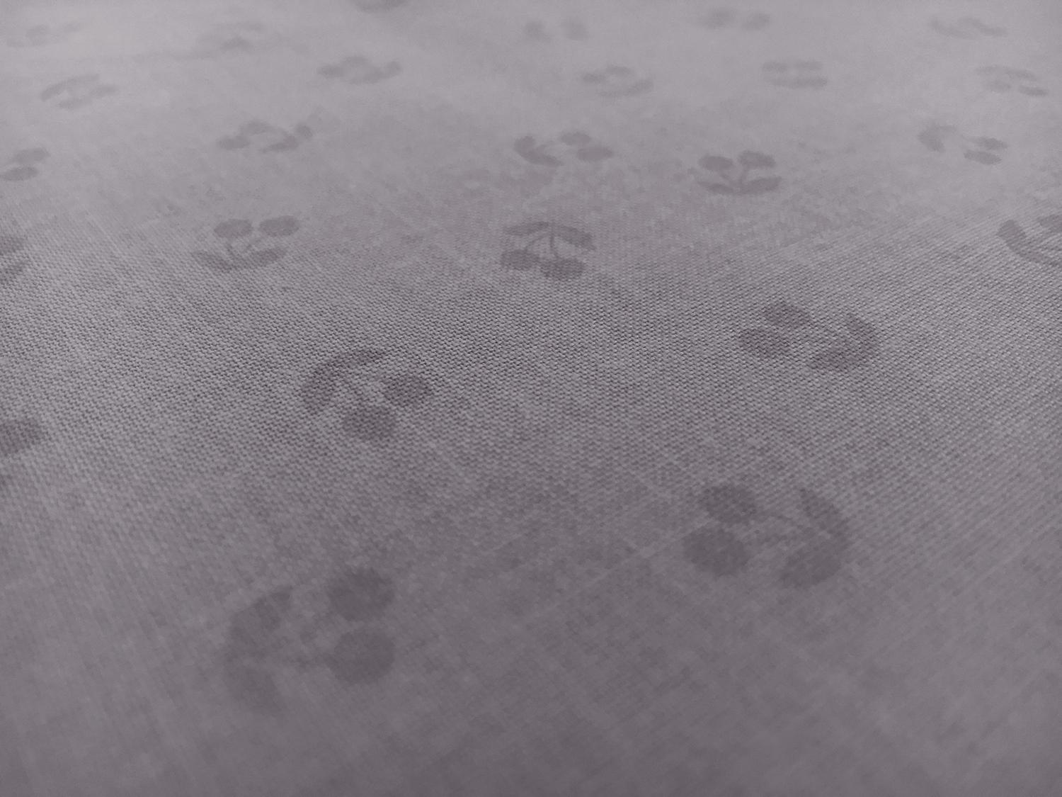 Cotton Broadcloth Cherries Print in Grey 2