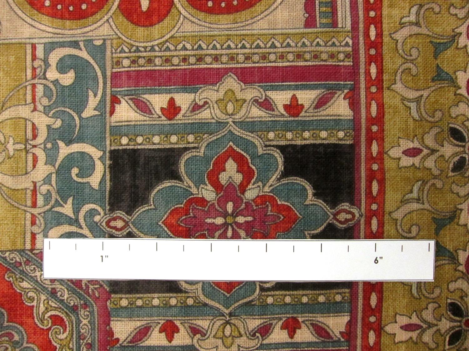 Linen Blend Upholstery Middle Eastern Deco Print 1