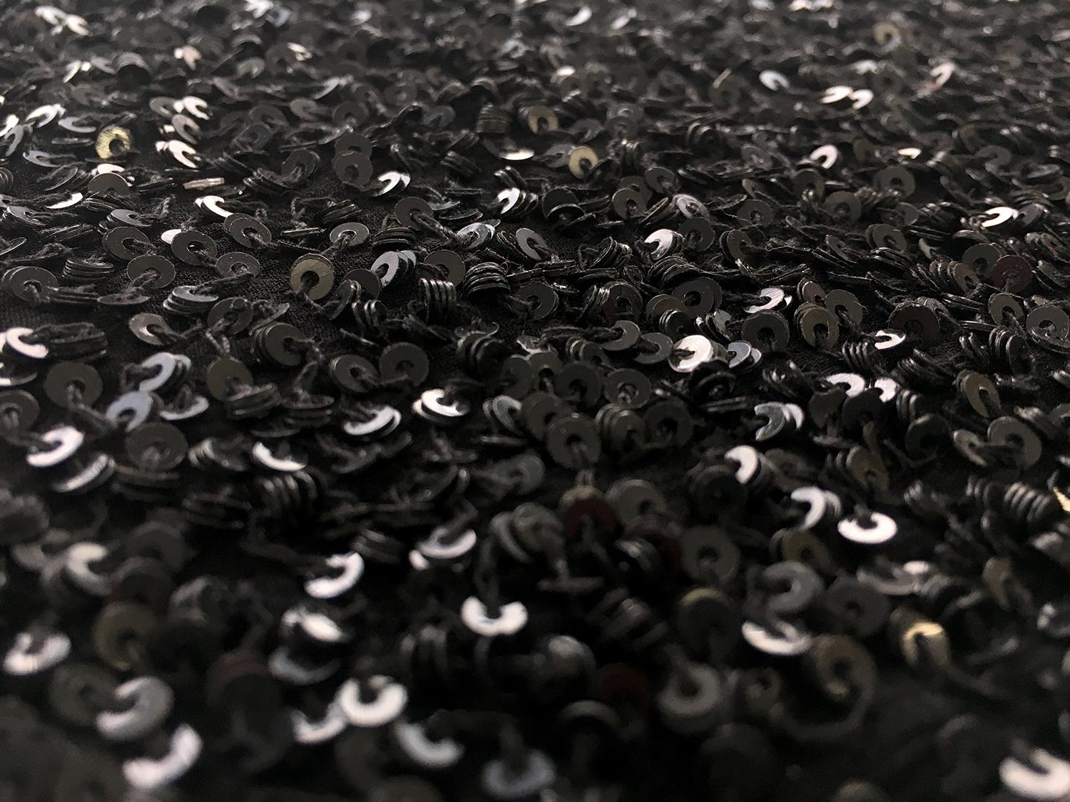 Shiny Black Sequins on Silk Chiffon 2