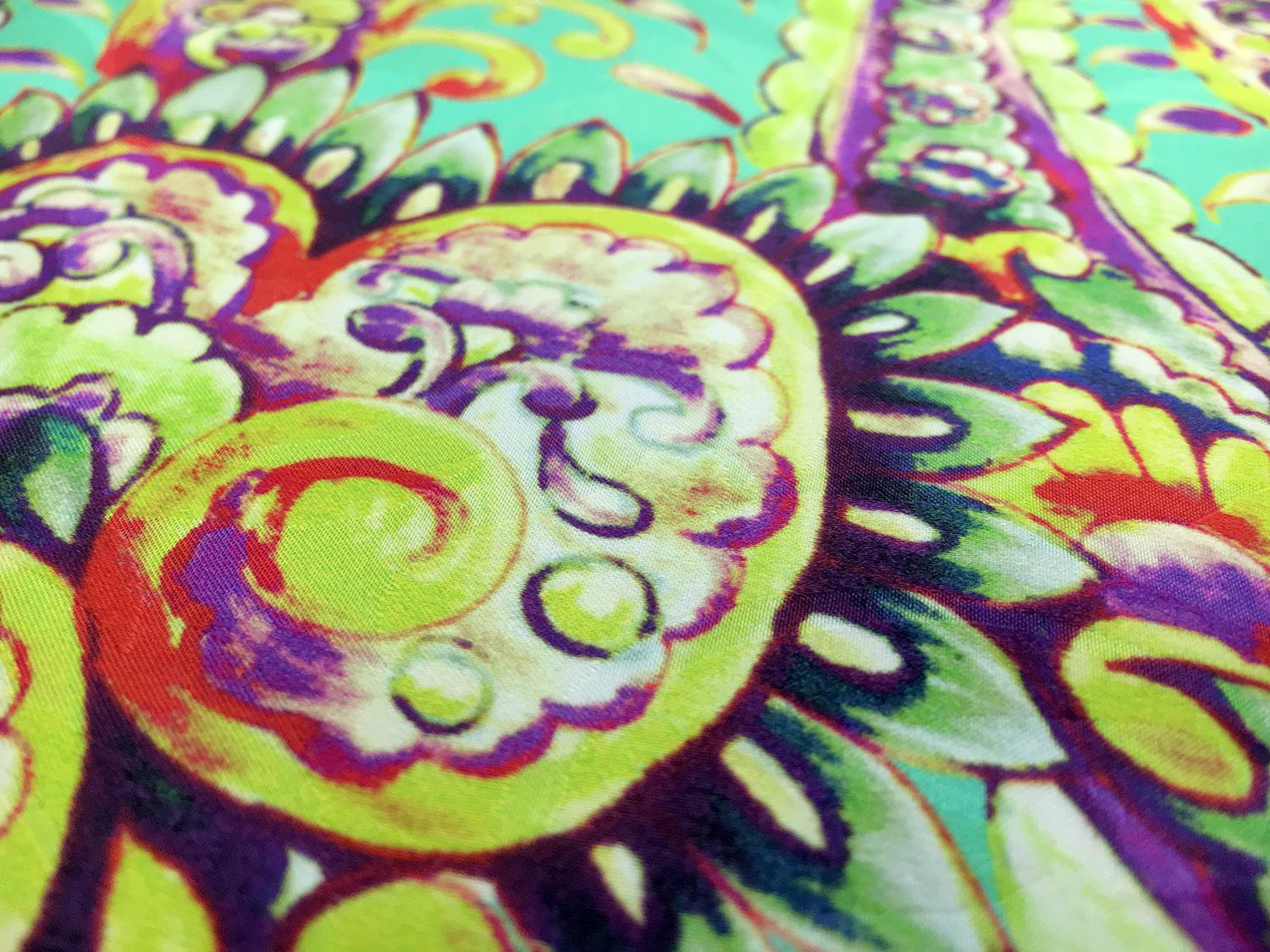 Printed Silk Jacquard with Italian Tile Paisley2