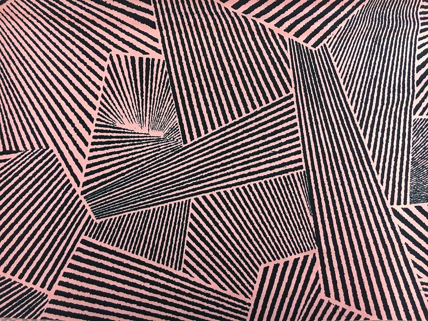 Poly Spandex Jersey Print in Navy and Pink0