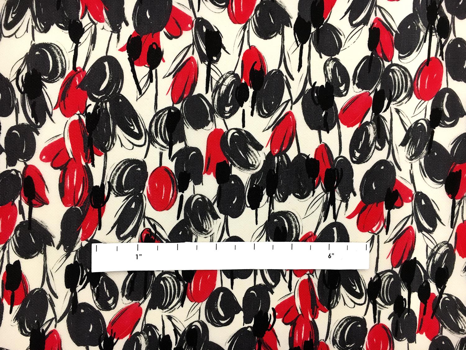 Printed Silk Gazar with Degradé Abstract Tulips2