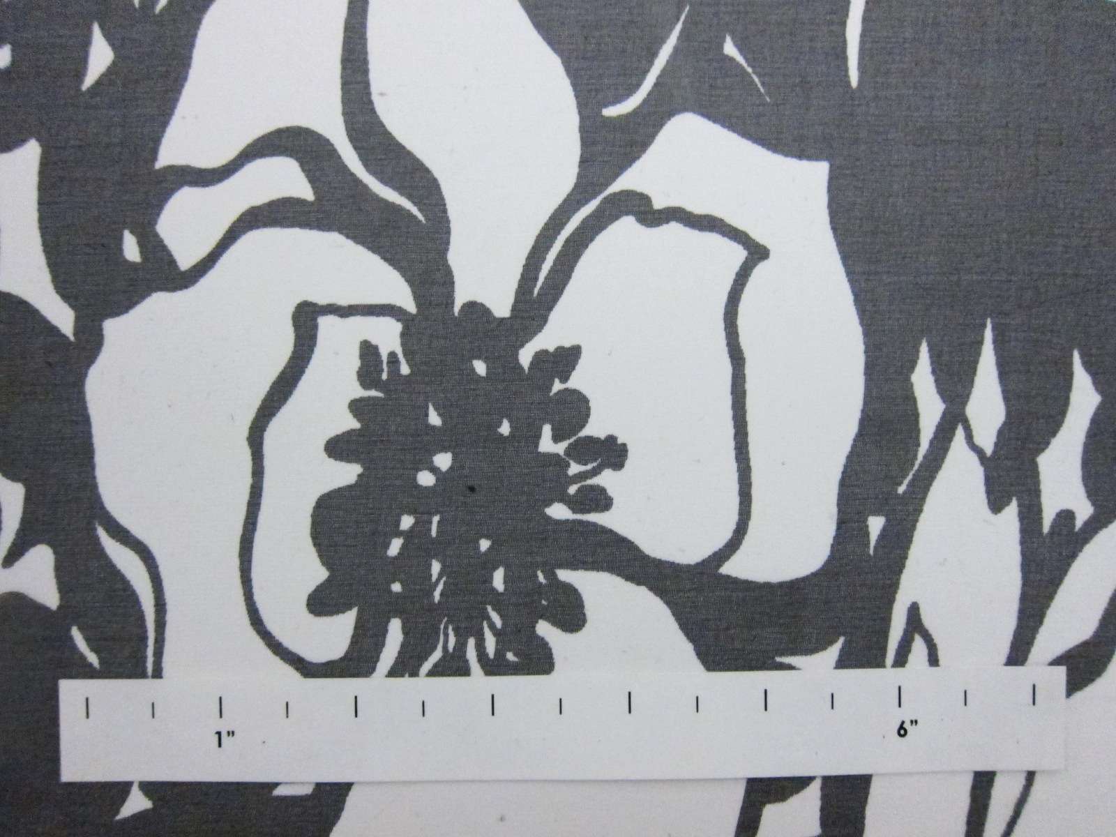 Printed Silk Chiffon Black White Florals On Black Background