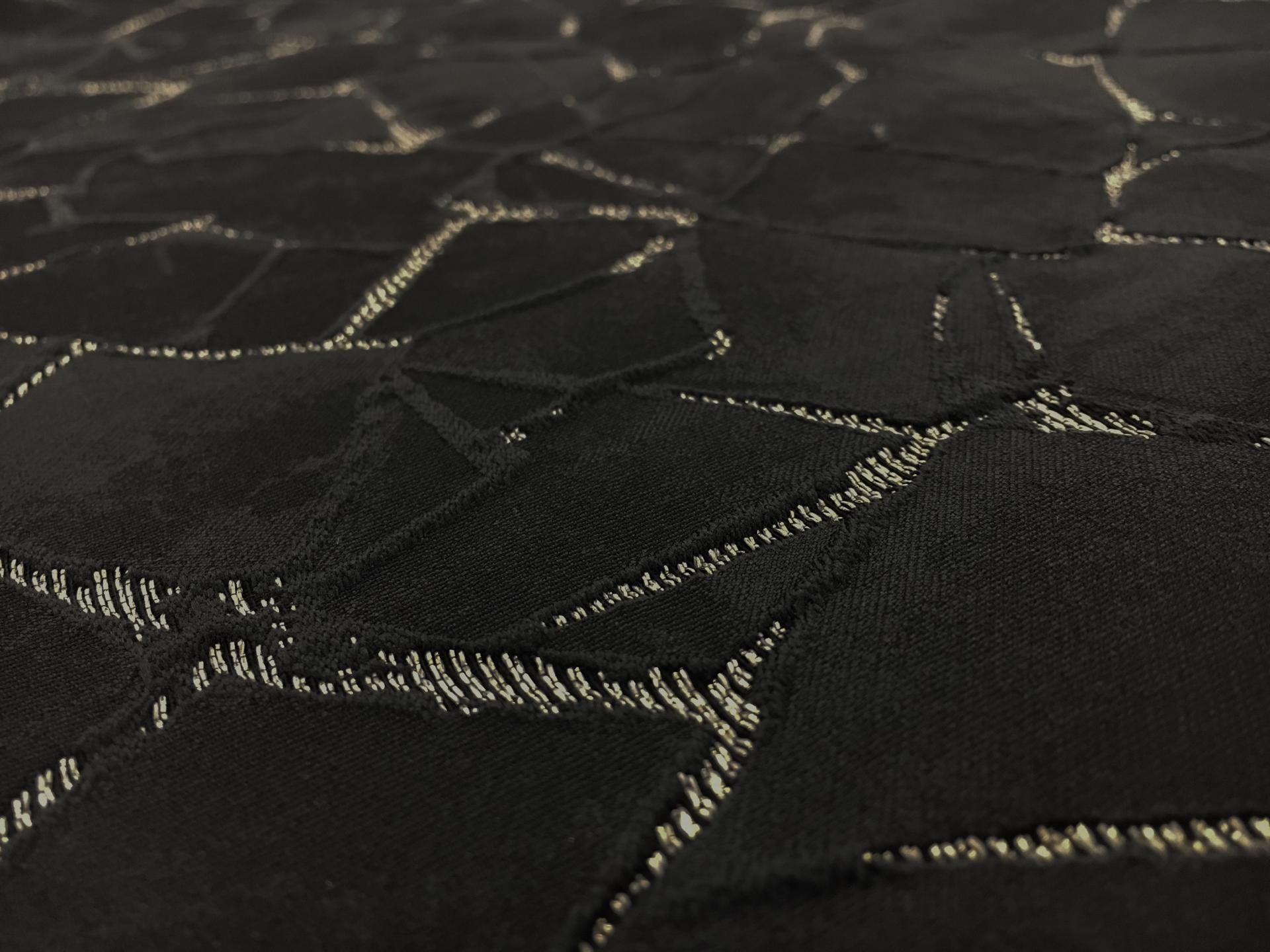 Silk and Polyester Blend Metallic Cloqué Brocade with Cracked Texture2