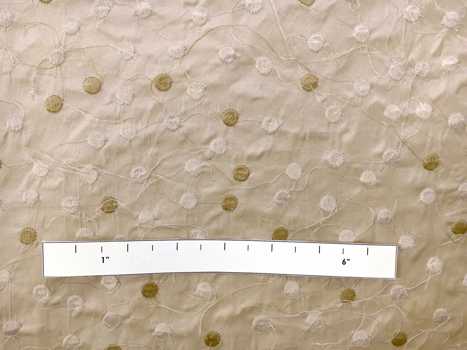 Iridescent Silk Shantung with Embroidered Dots1