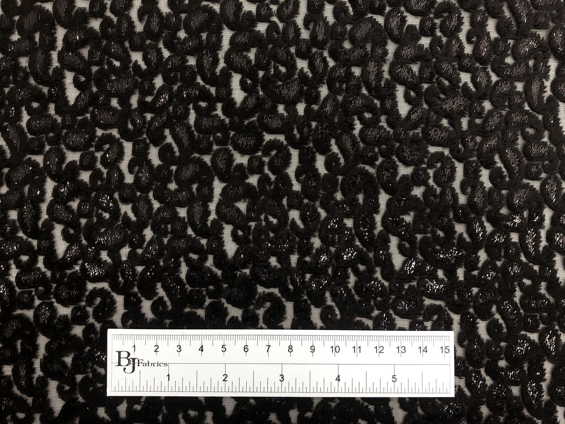 Black Paisley Rayon Lurex Panne Burnout Velvet 3