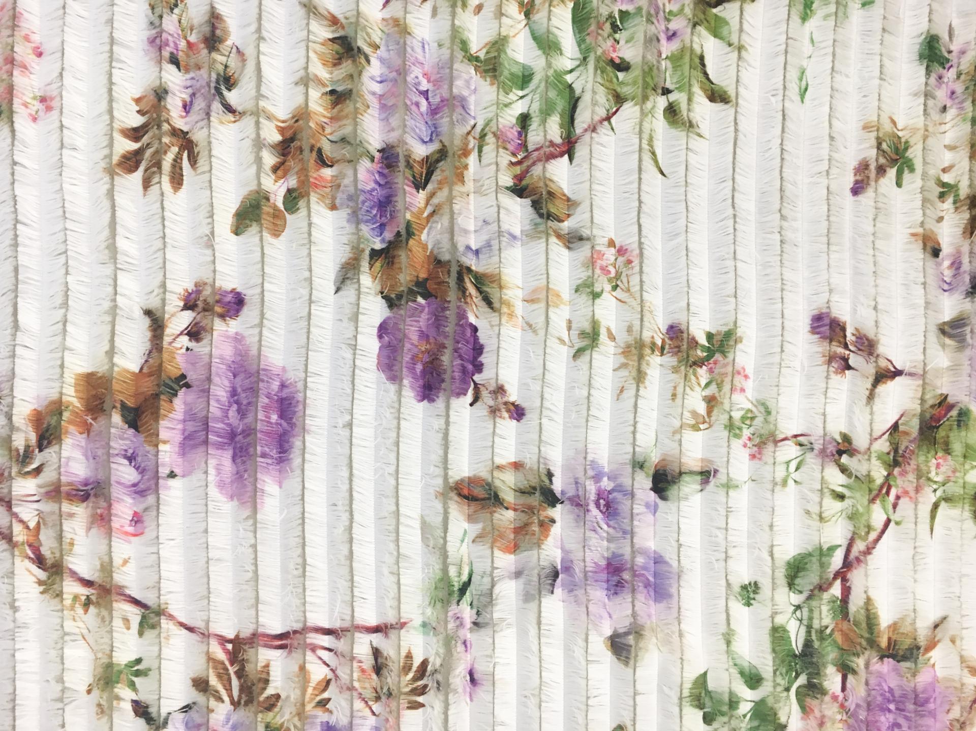 Metallic Lightweight Satin with Floral Printed Eyelashes0