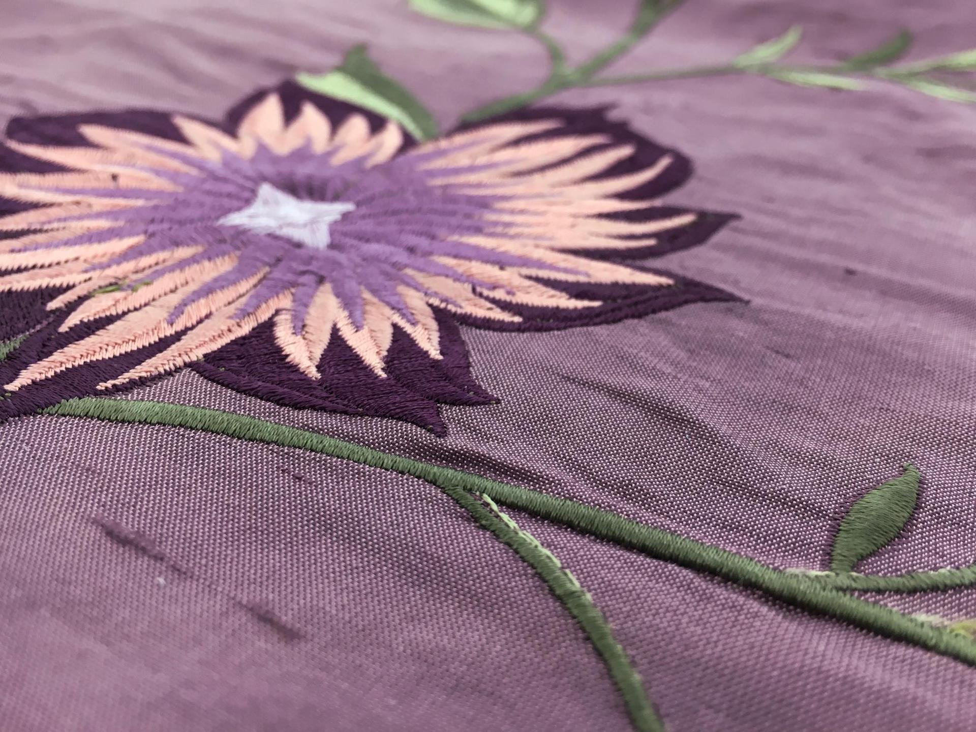 Embroidered Silk Shantung with Floral and Vine Motifs2