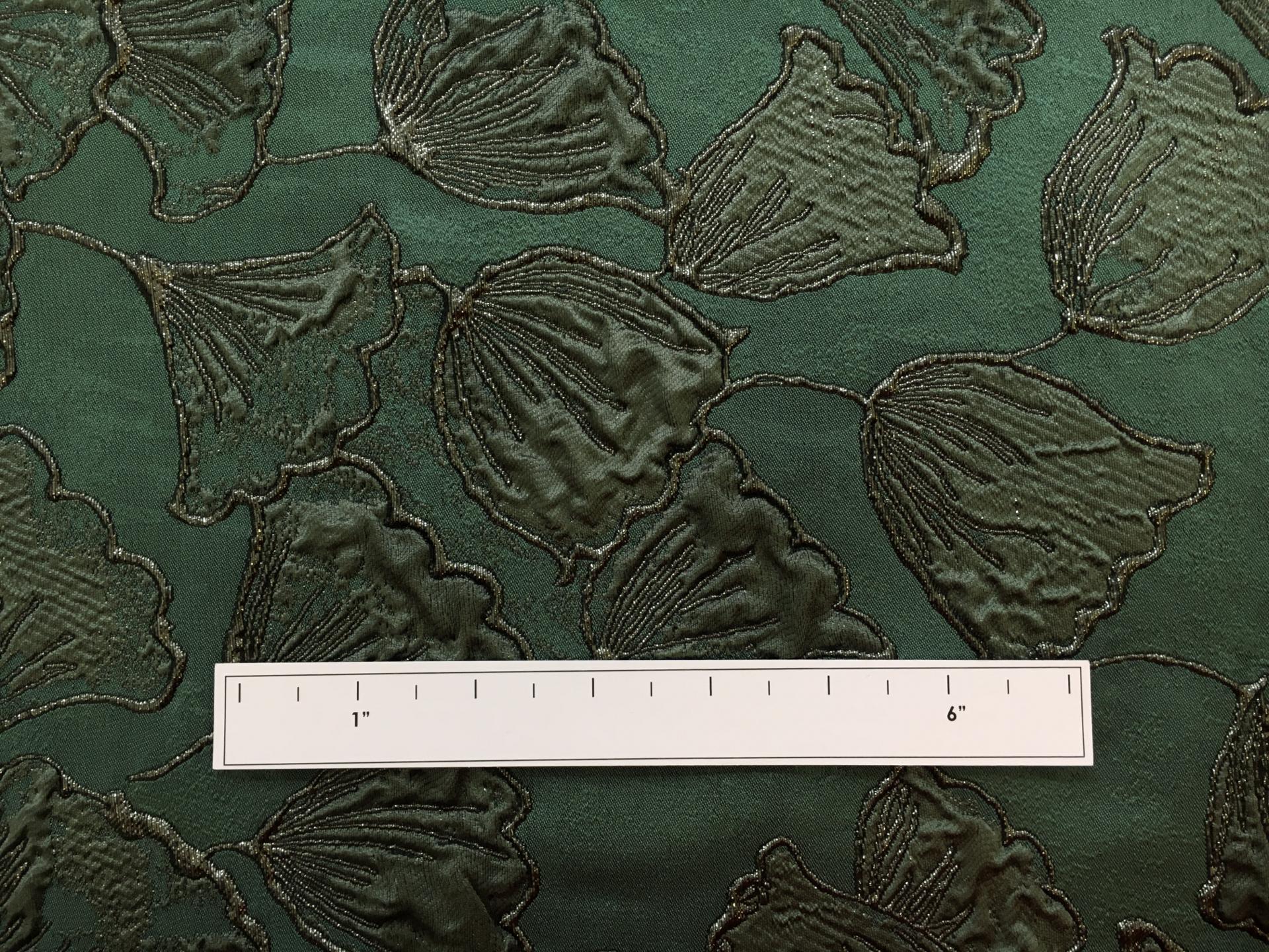 Silk Blend Brocade with Ginkgo Biloba Leaves Jacquard 1