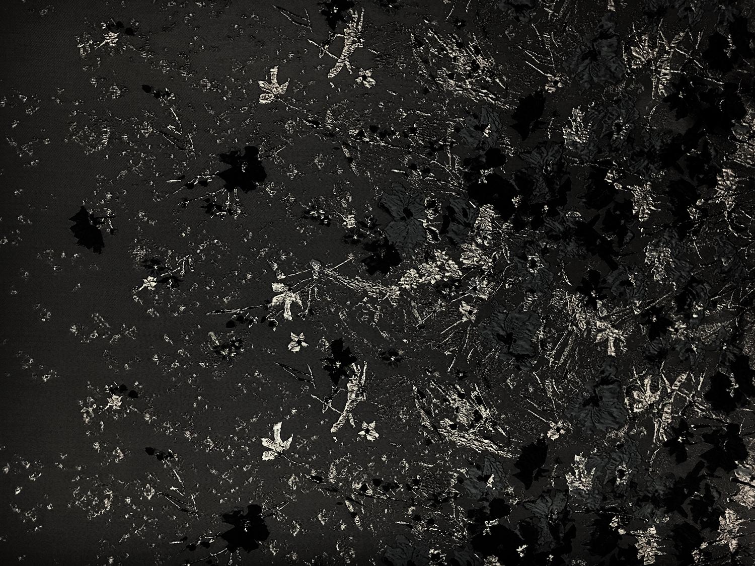 Polyester Twill with Metallic Abstract Floral Border0