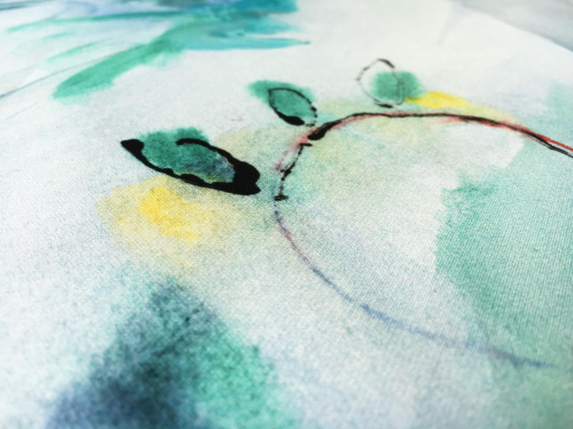 Printed Silk Satin Organza with Abstract Painterly Shapes2