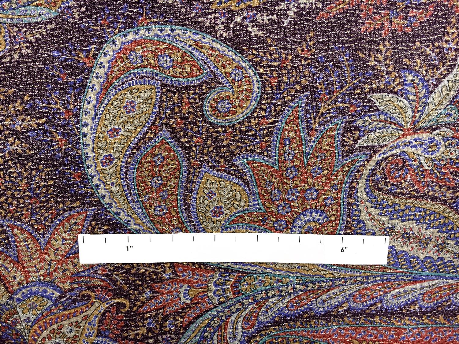 Silk and Wool Blend Metallic Crepe with Paisley Patterns1