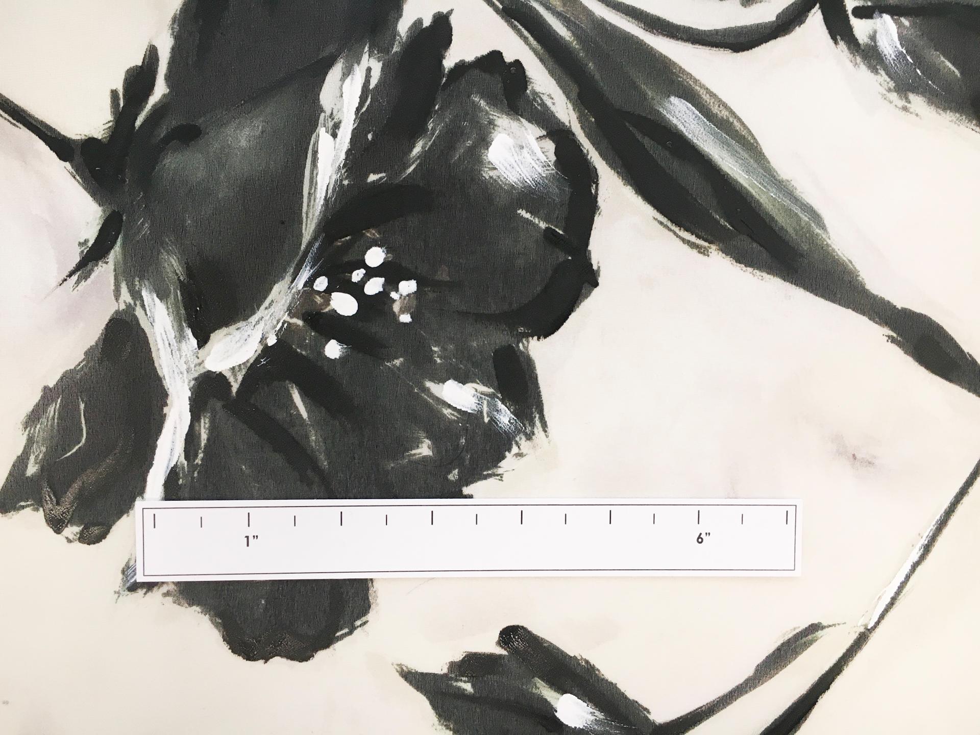 Hand Painted Silk Organza with Abstract Florals1