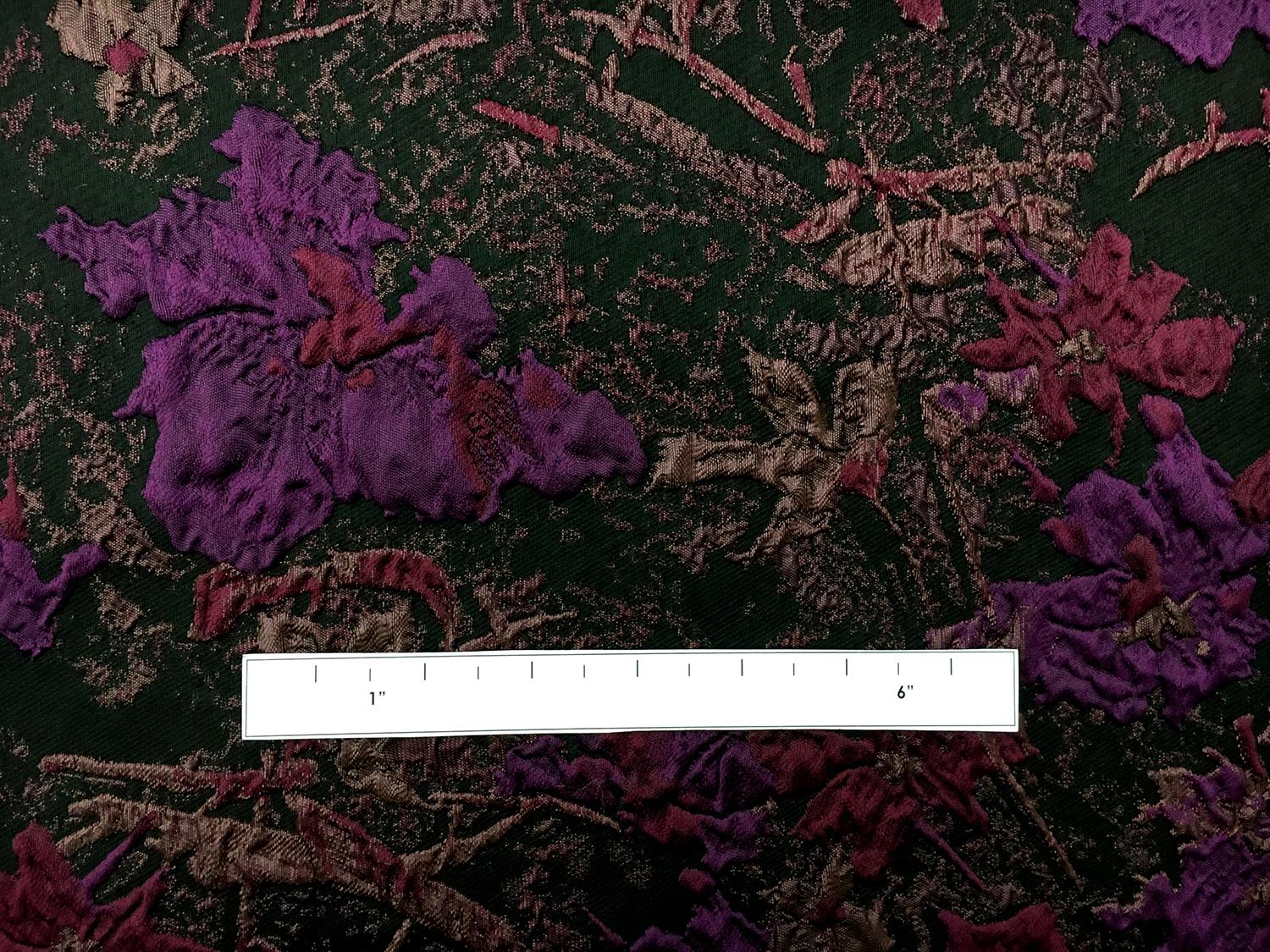 Polyester Twill with Metallic Abstract Floral Border1