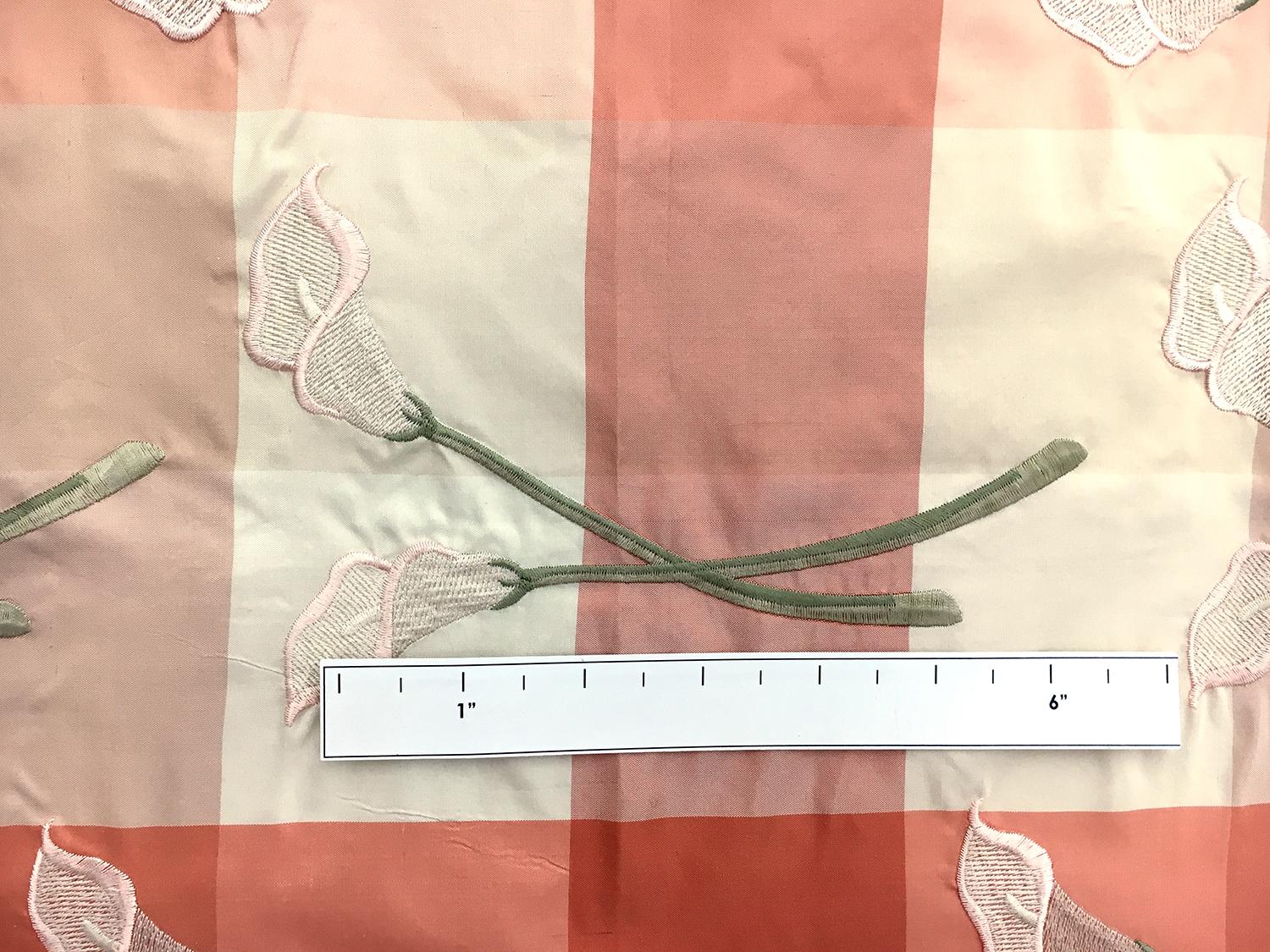 Silk Taffeta Check with Embroidered Calla Lilies1