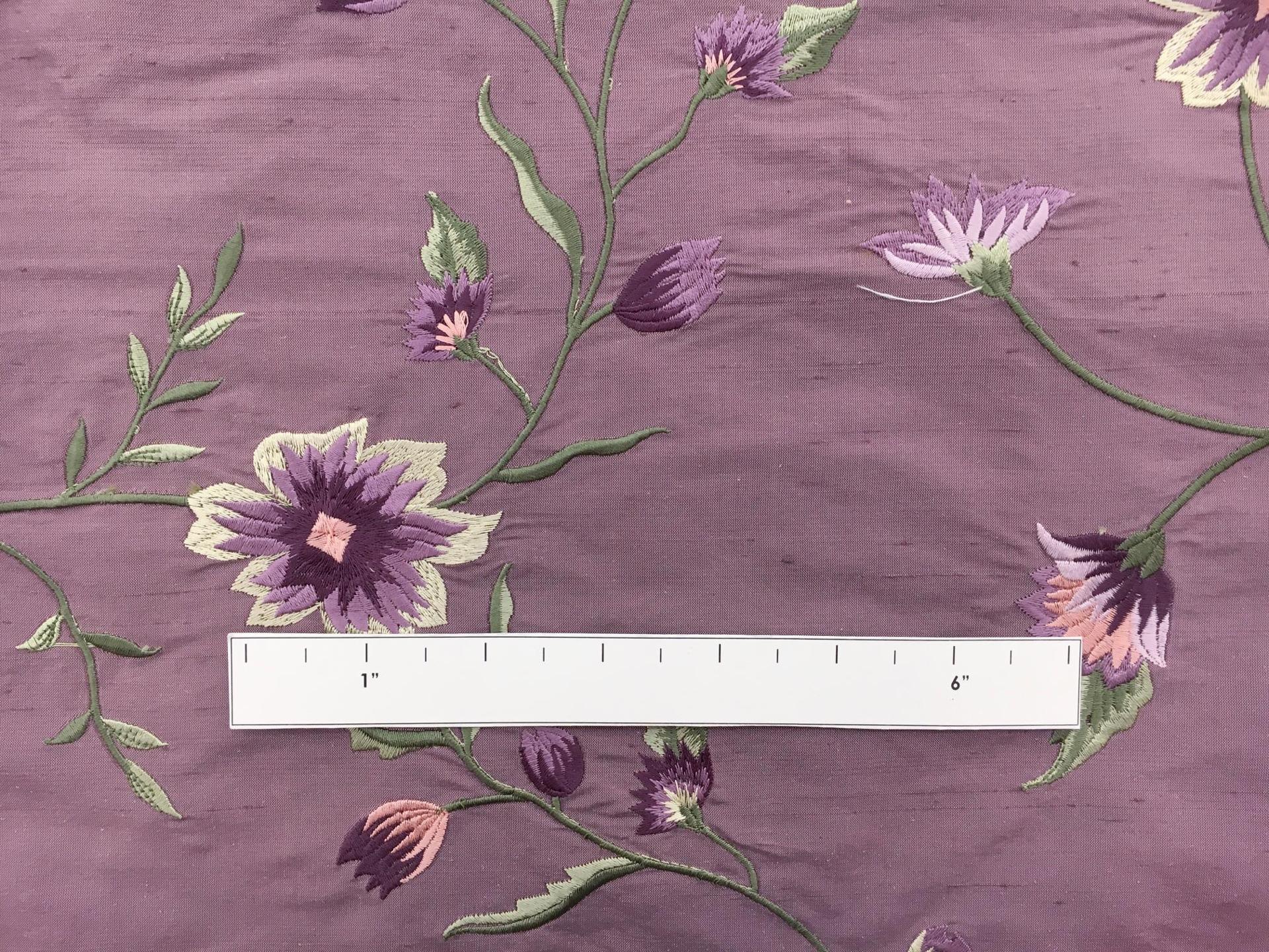 Embroidered Silk Shantung with Floral and Vine Motifs1