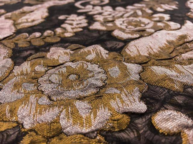 French Cloqué with Taupe and Gold Flowers2