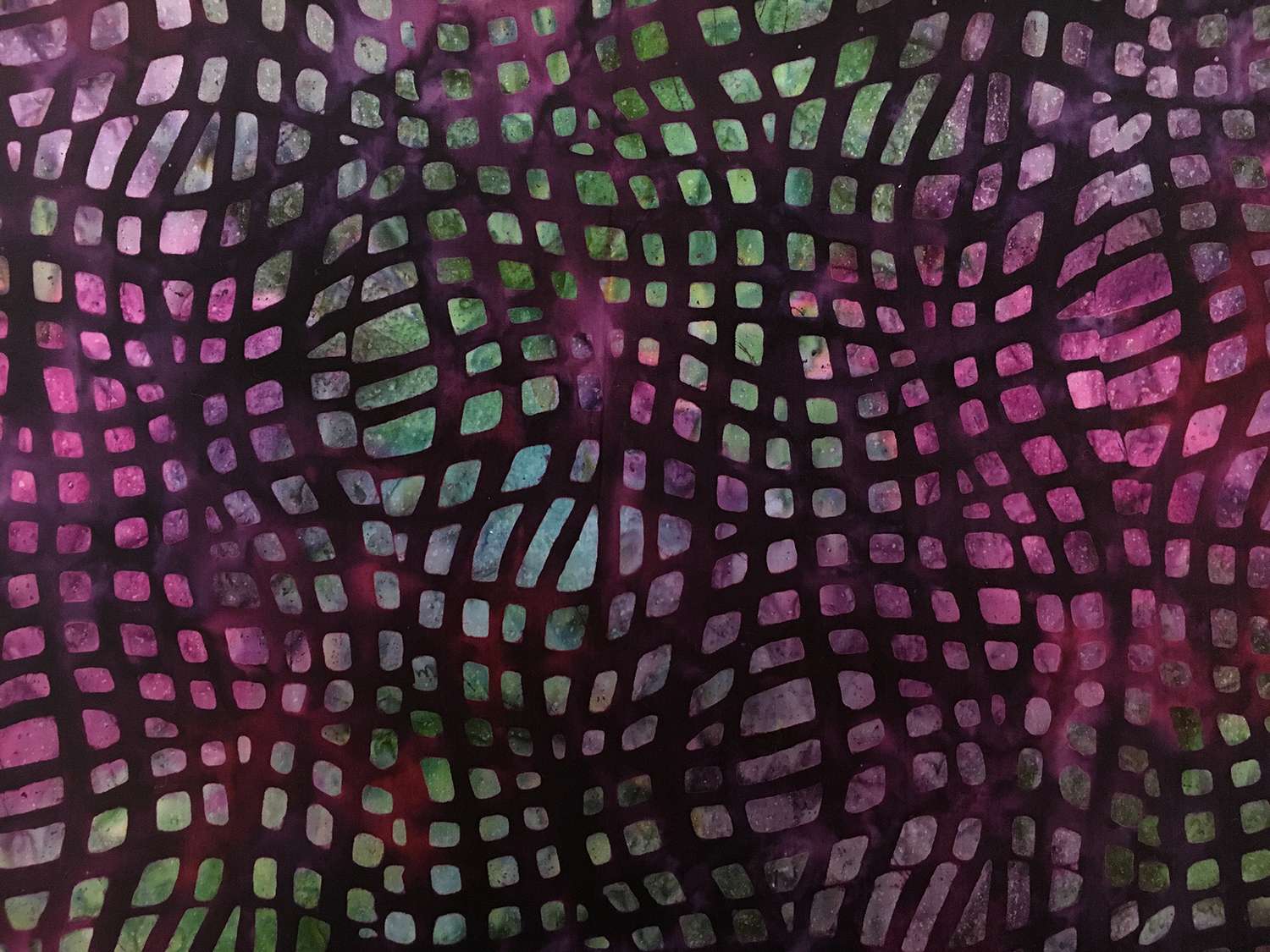 Cotton Batik With Psychedelic Print in Purple and Green0