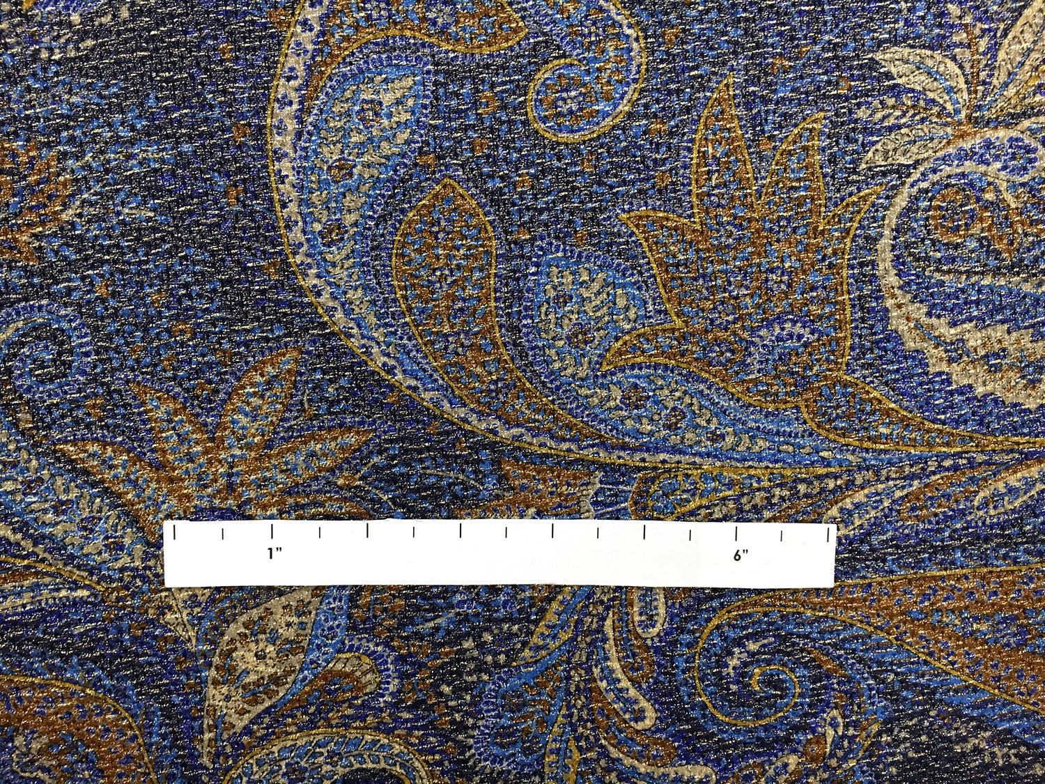 Silk and Wool Blend Metallic Crepe with Paisley Patterns1