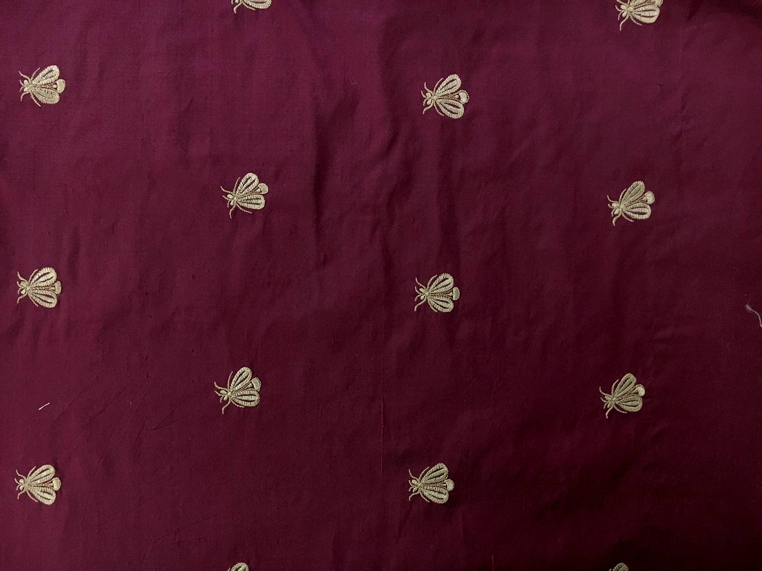 Iridescent Silk Shantung with Embroidered Moths0