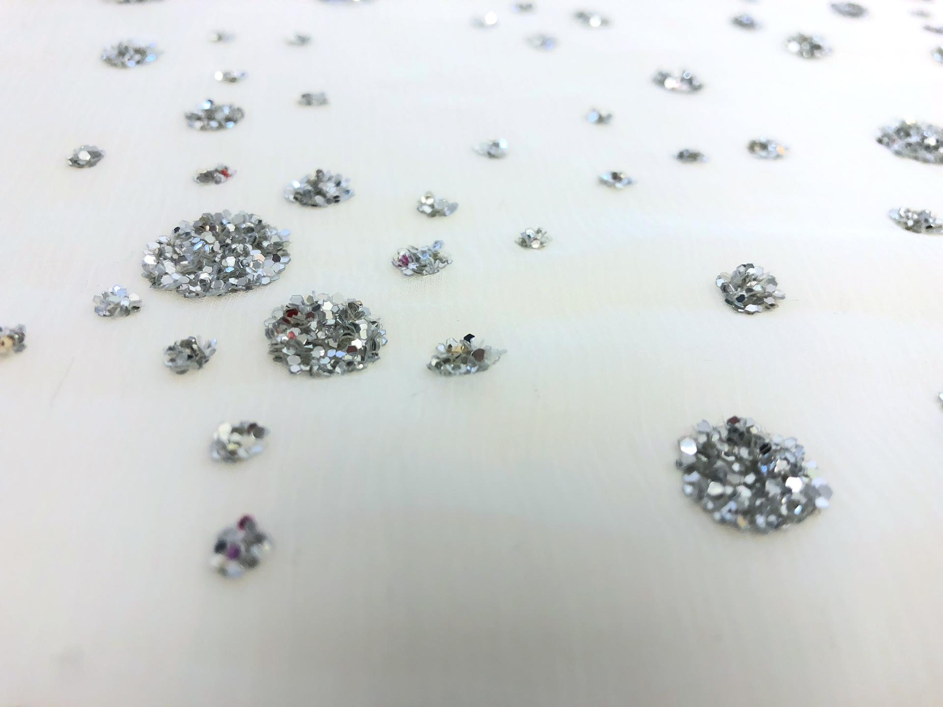 Flocked Glitter on White Silk Chiffon 2