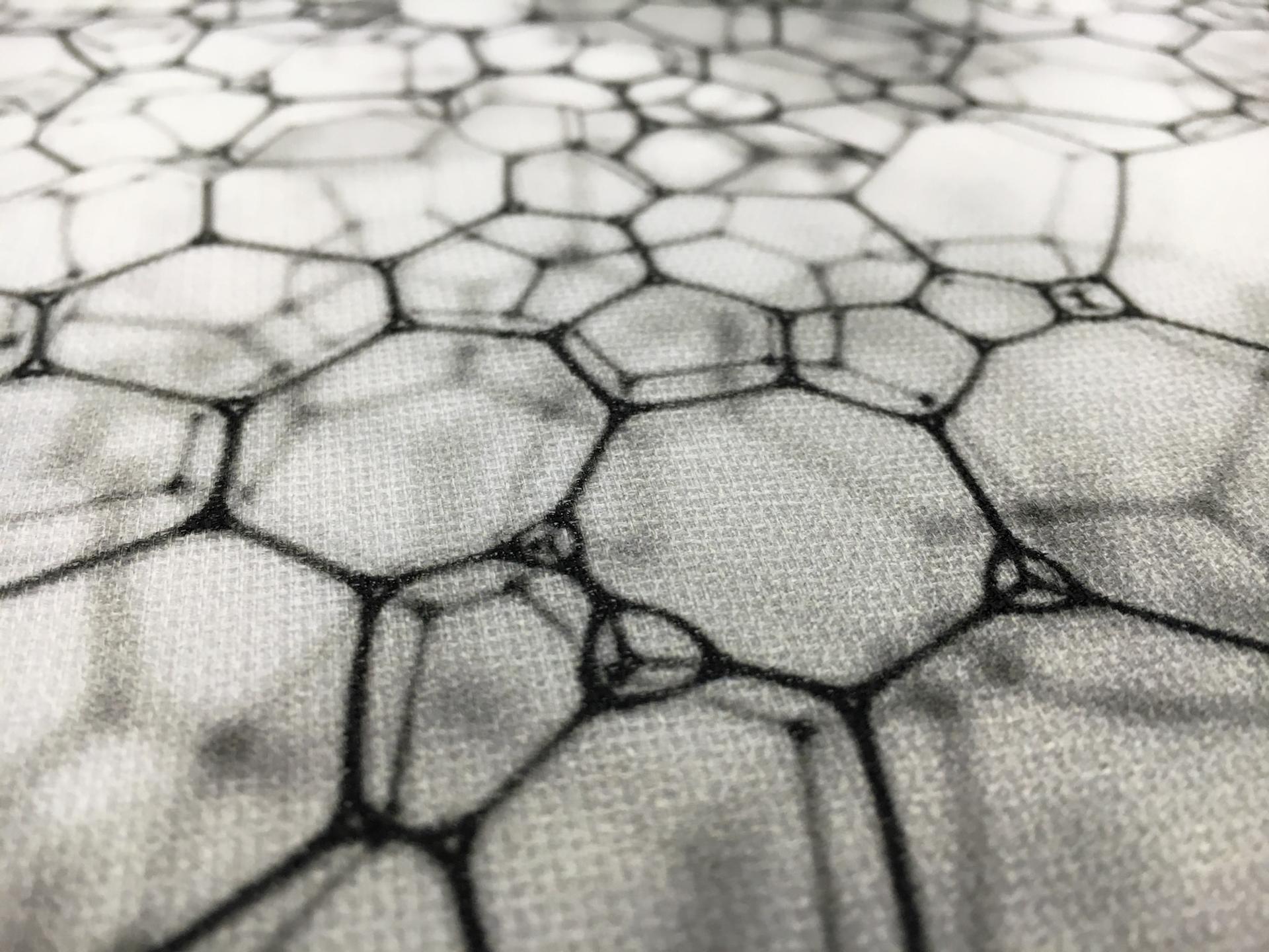 Printed Silk Gazar with Abstract Bubble Geometric Print2