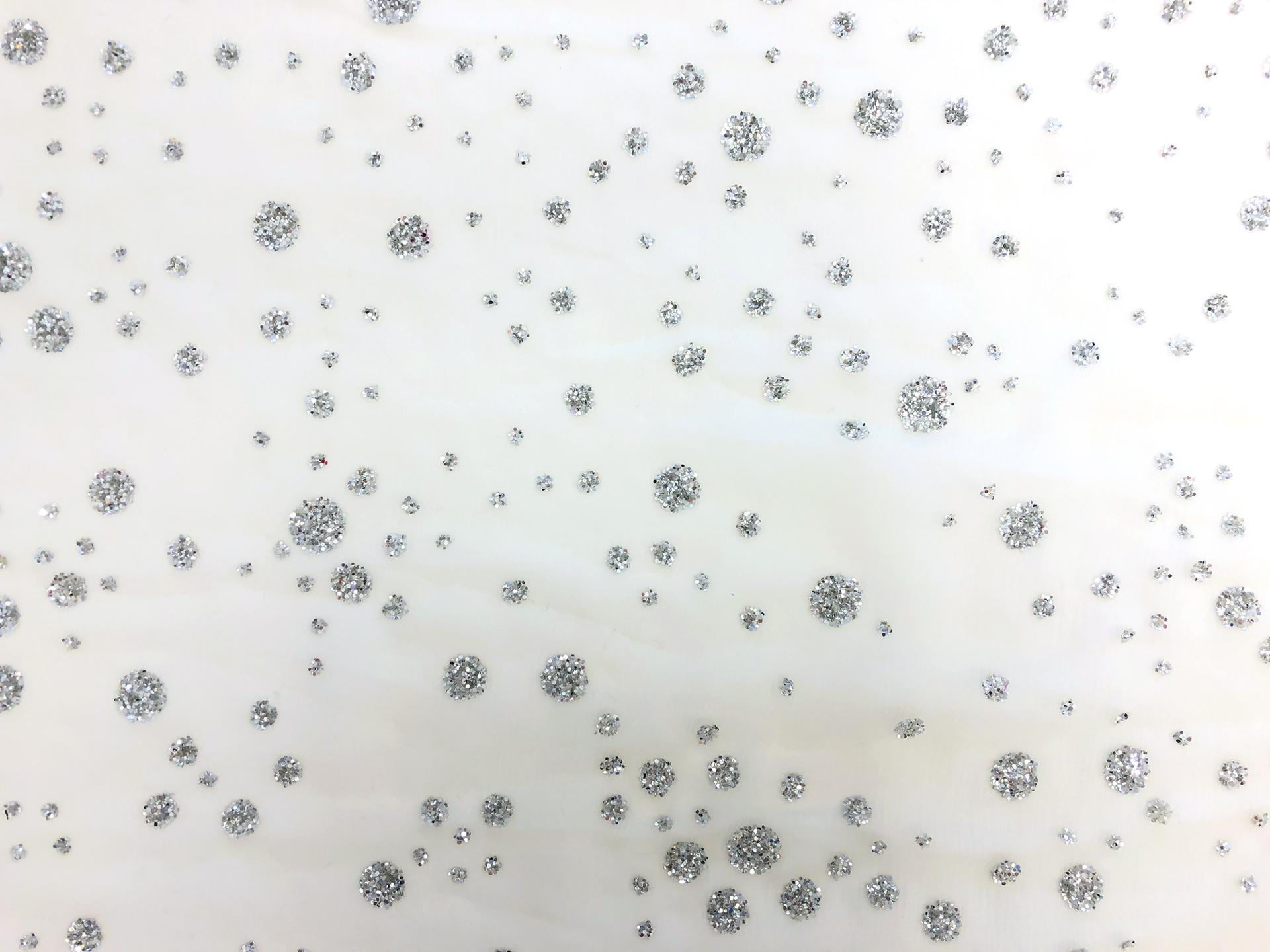 Flocked Glitter on White Silk Chiffon 0