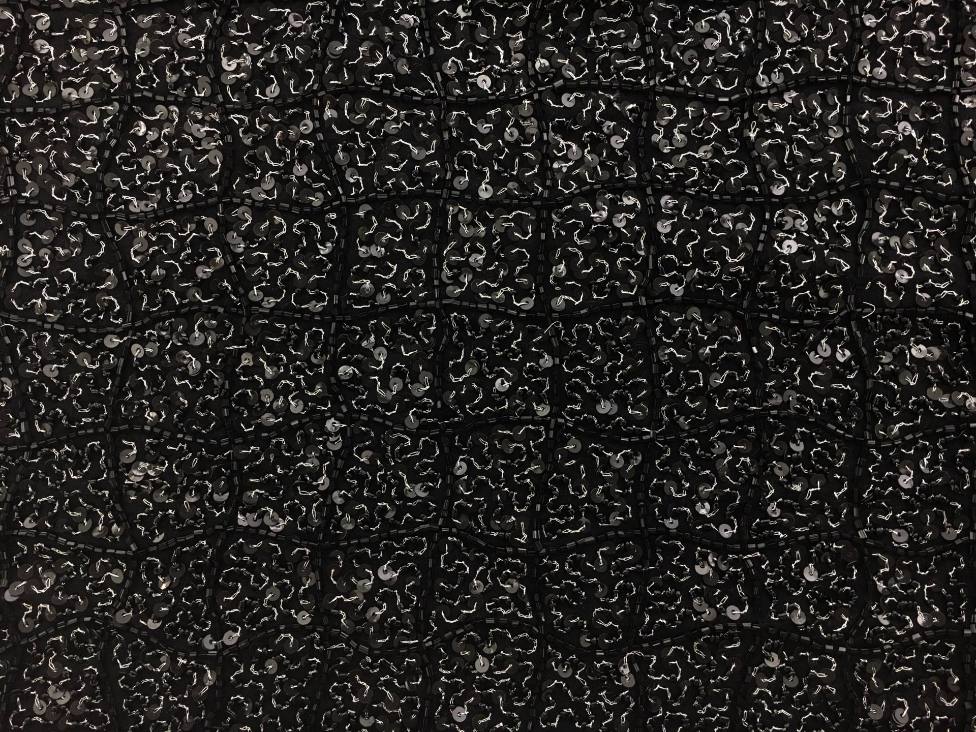Sequins on Silk Chiffon with Bugle Bead Squares0