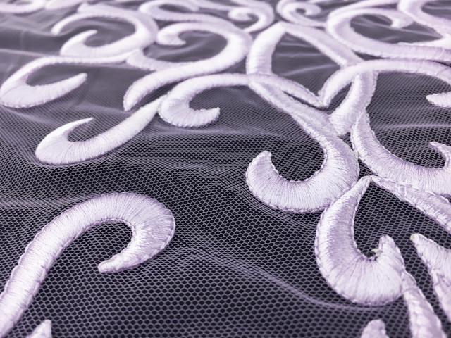 Heavily Embroidered Lilac Tulle1