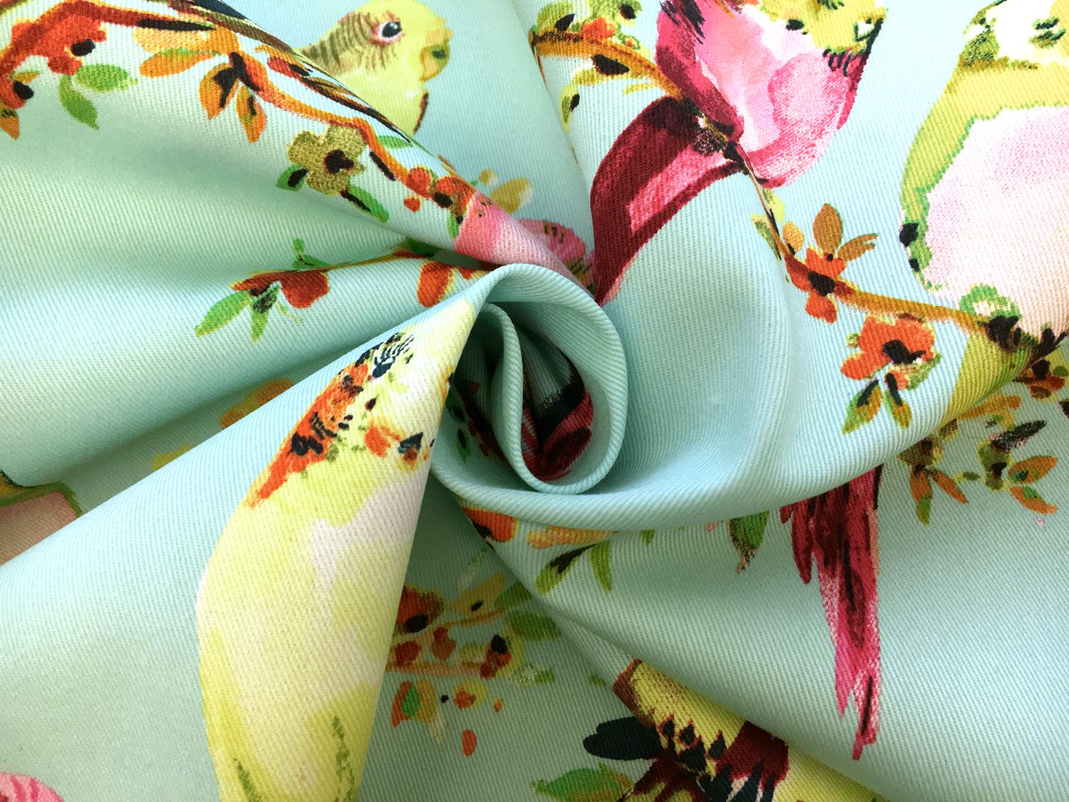 Cotton Twill Parakeets Print1