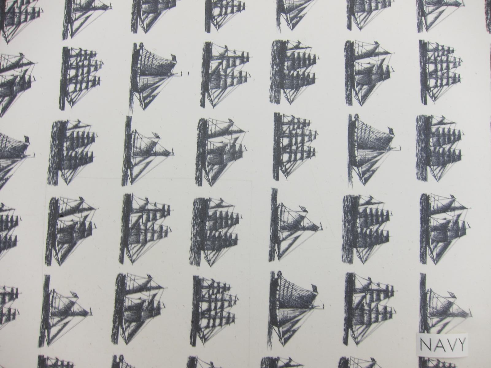 Printed Silk Chiffon (in Navy)1